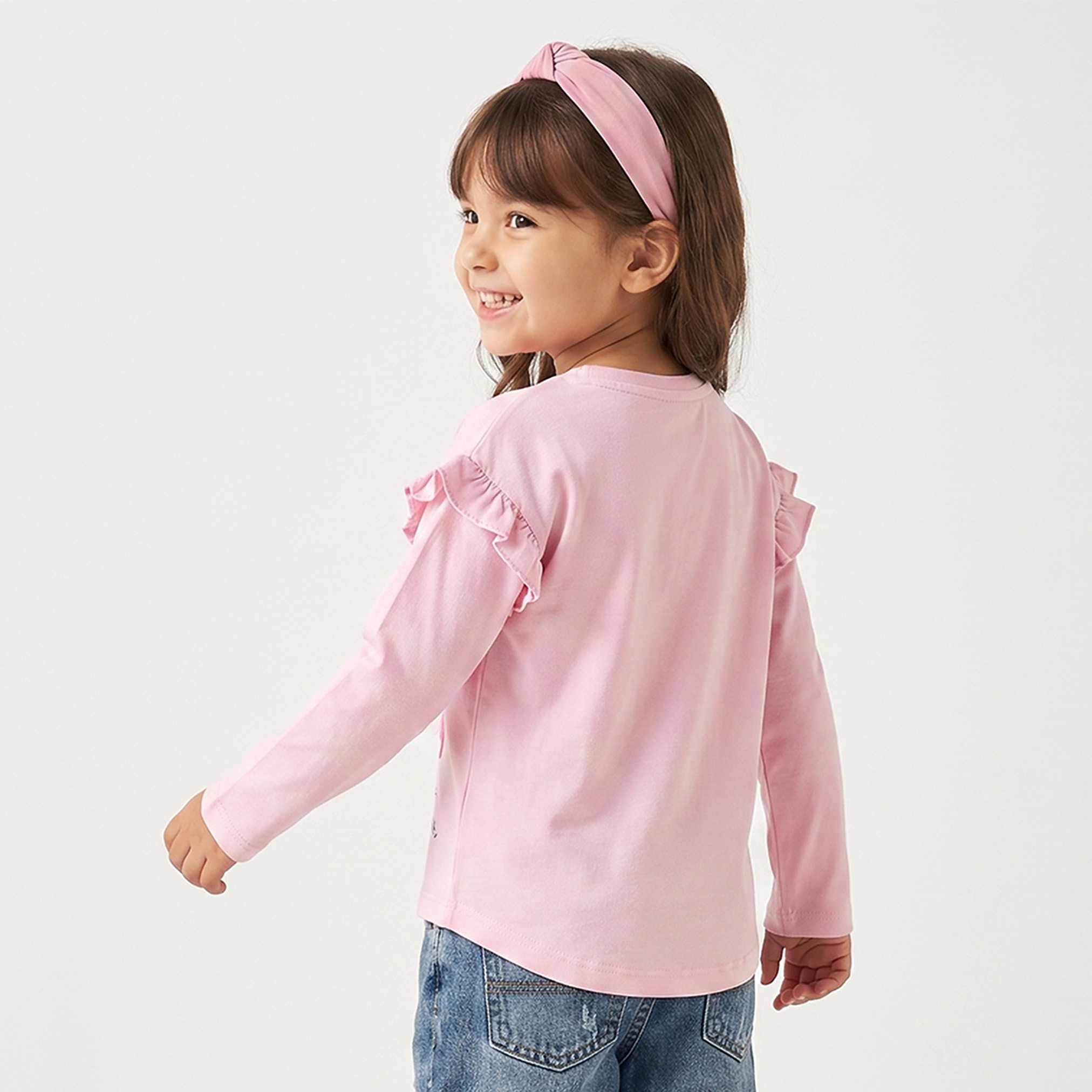 تيشيرت بأكمام طويلة وياقة مستديرة بطبعات جرافيك من جونيورز-girls-clothing-tshirts-image-3