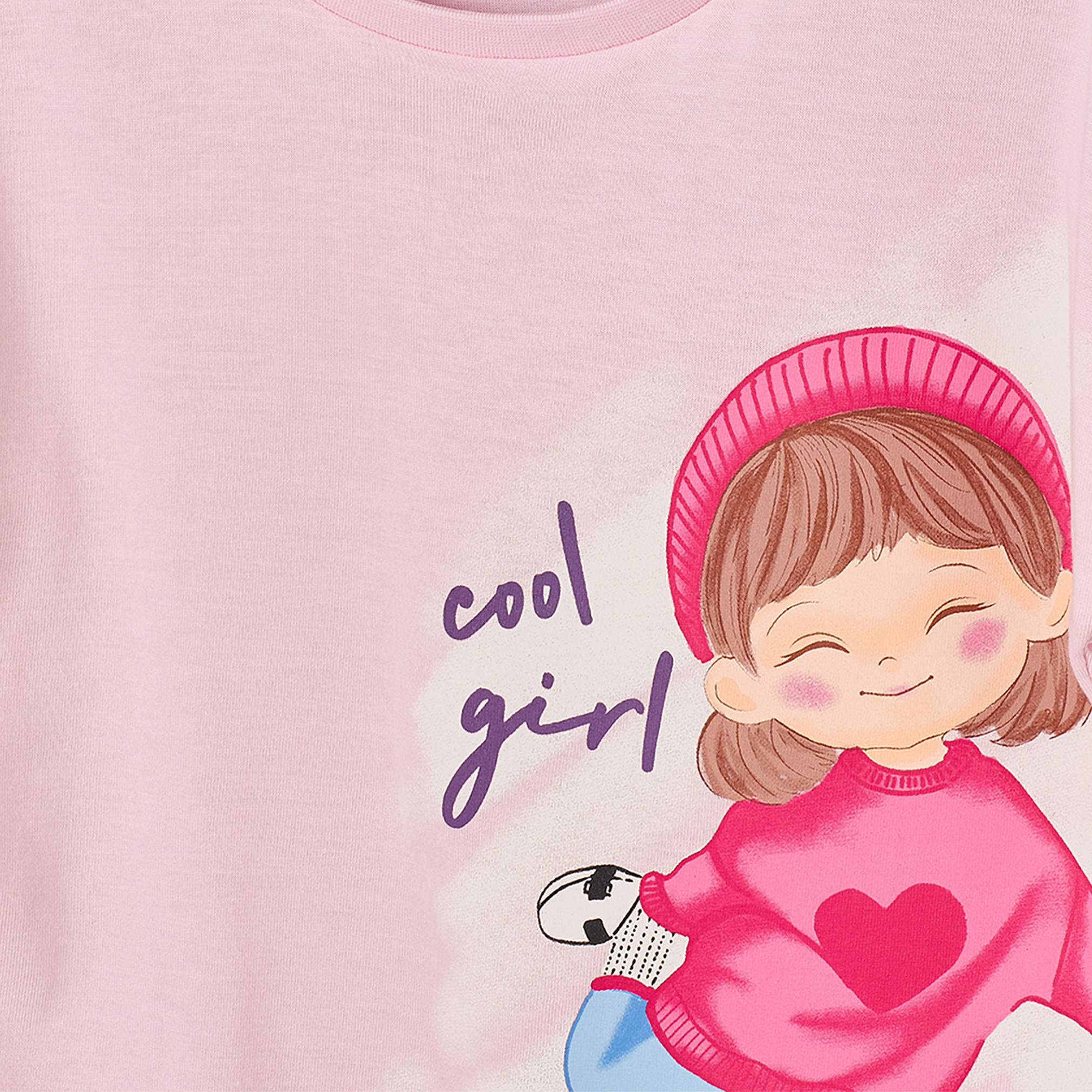 تيشيرت بأكمام طويلة وياقة مستديرة بطبعات جرافيك من جونيورز-girls-clothing-tshirts-image-4