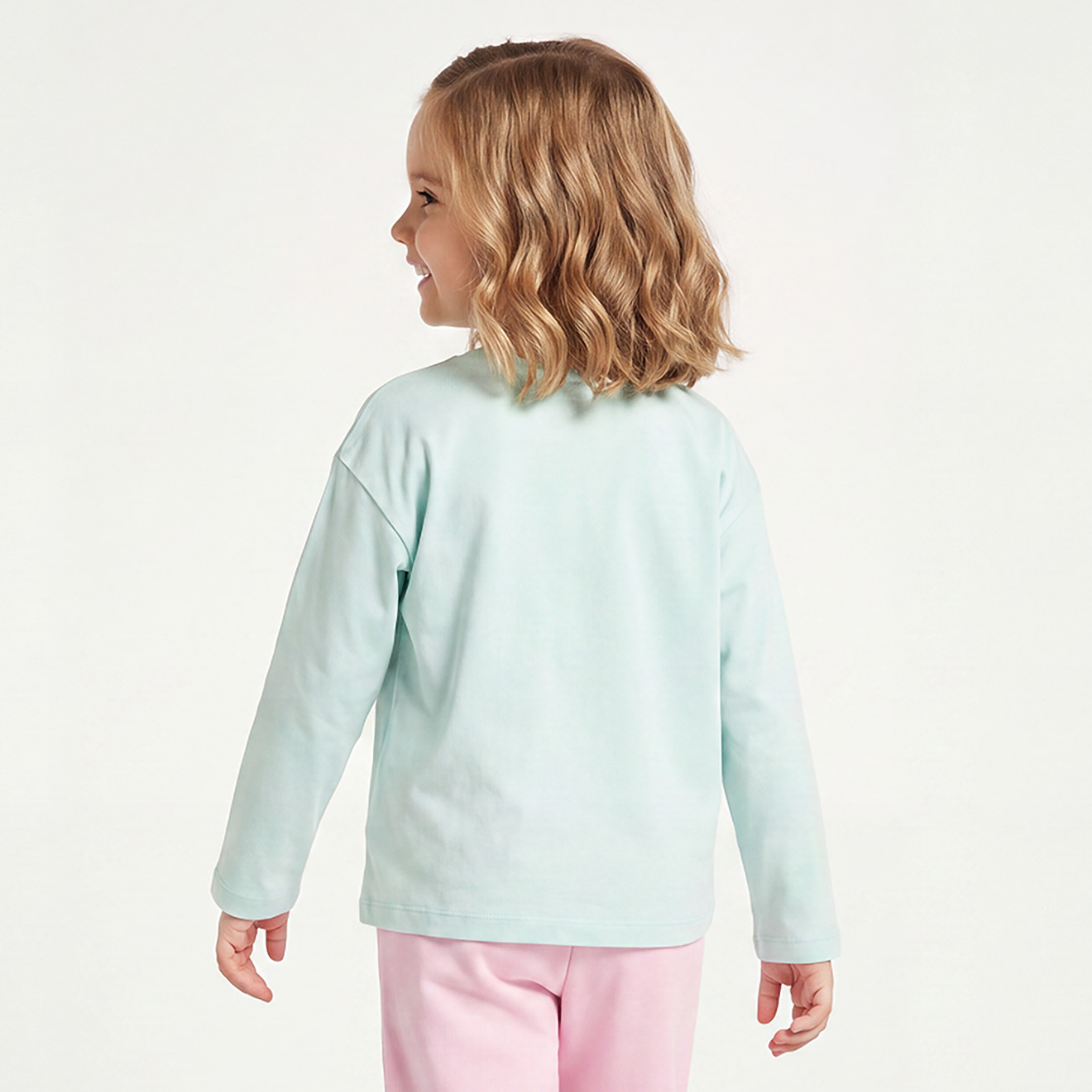 Juniors Crew Neck Long Sleeves T-shirt with Unicorn Print-girls-clothing-tshirts-image-3