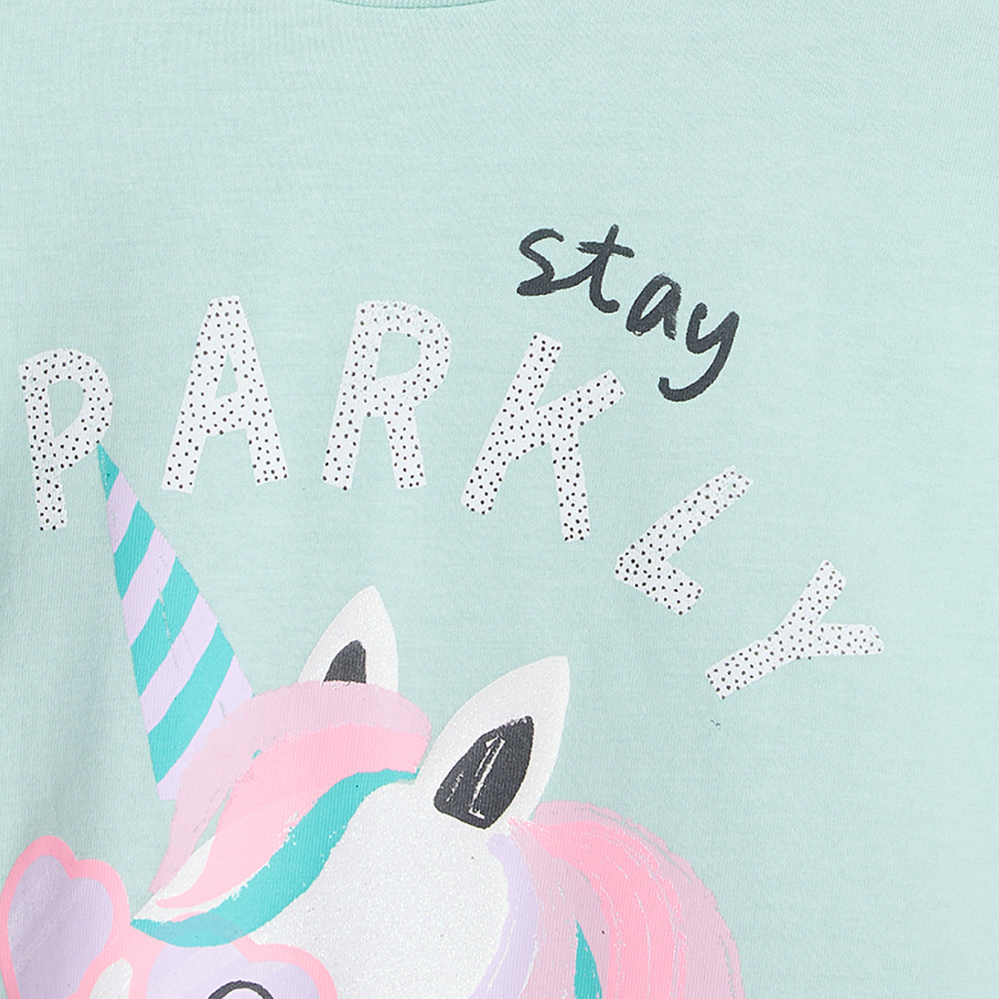 Juniors Crew Neck Long Sleeves T-shirt with Unicorn Print-girls-clothing-tshirts-image-4