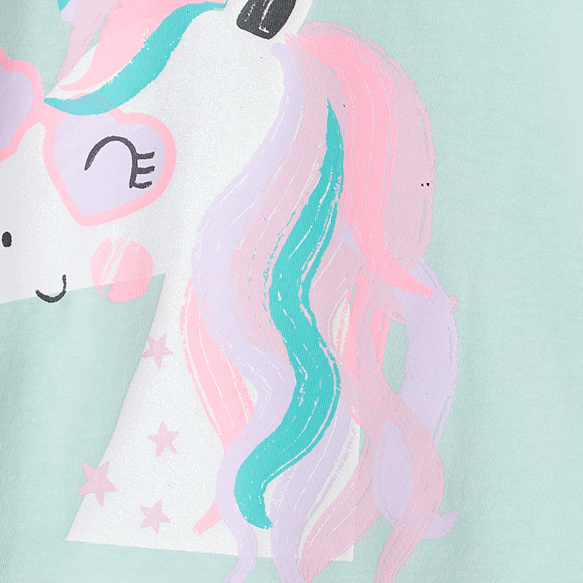 Juniors Crew Neck Long Sleeves T-shirt with Unicorn Print-girls-clothing-tshirts-image-5