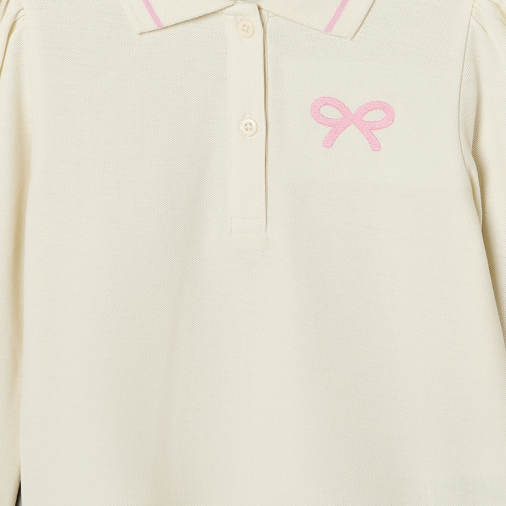 Juniors Collared Long Sleeves Polo T-shirt with Bow Embroidery-baby-girls-clothing-tshirts-image-4