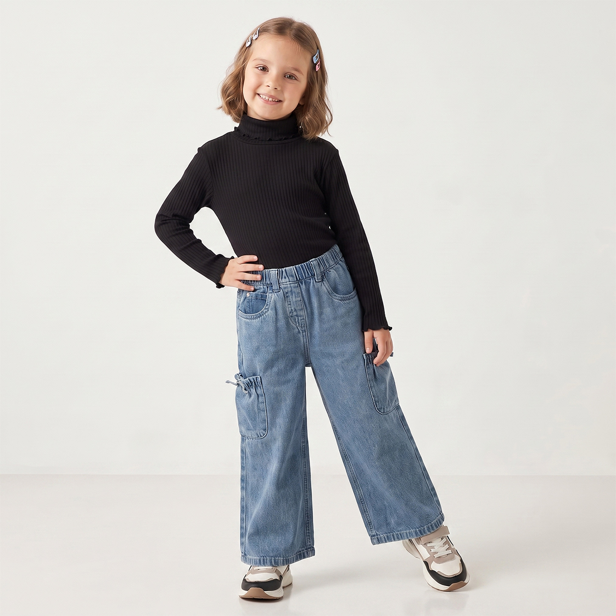 طقم بلوزات مضلعة برقبة مستديرة ضيقة وبأكمام طويلة قطعتين من جونيورز-baby-girls-clothing-blousesandshirts-image-3