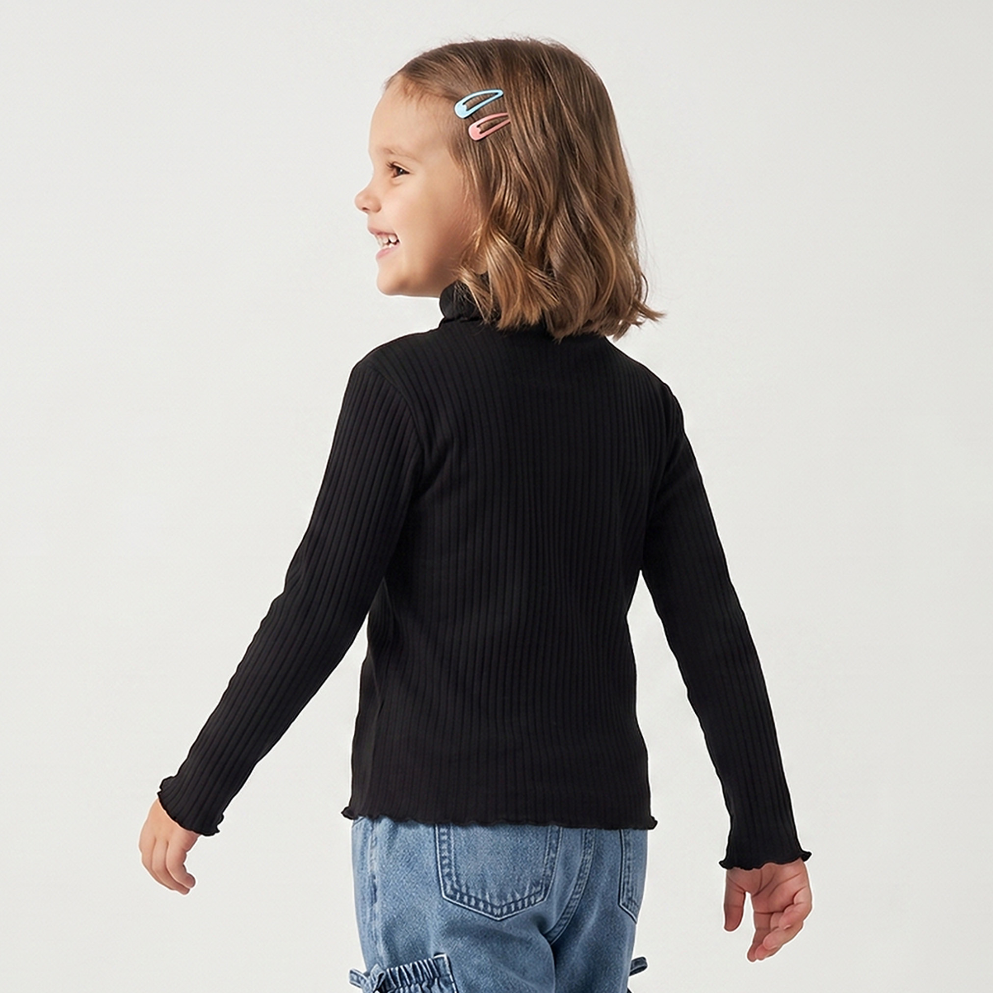 طقم بلوزات مضلعة برقبة مستديرة ضيقة وبأكمام طويلة قطعتين من جونيورز-baby-girls-clothing-blousesandshirts-image-4