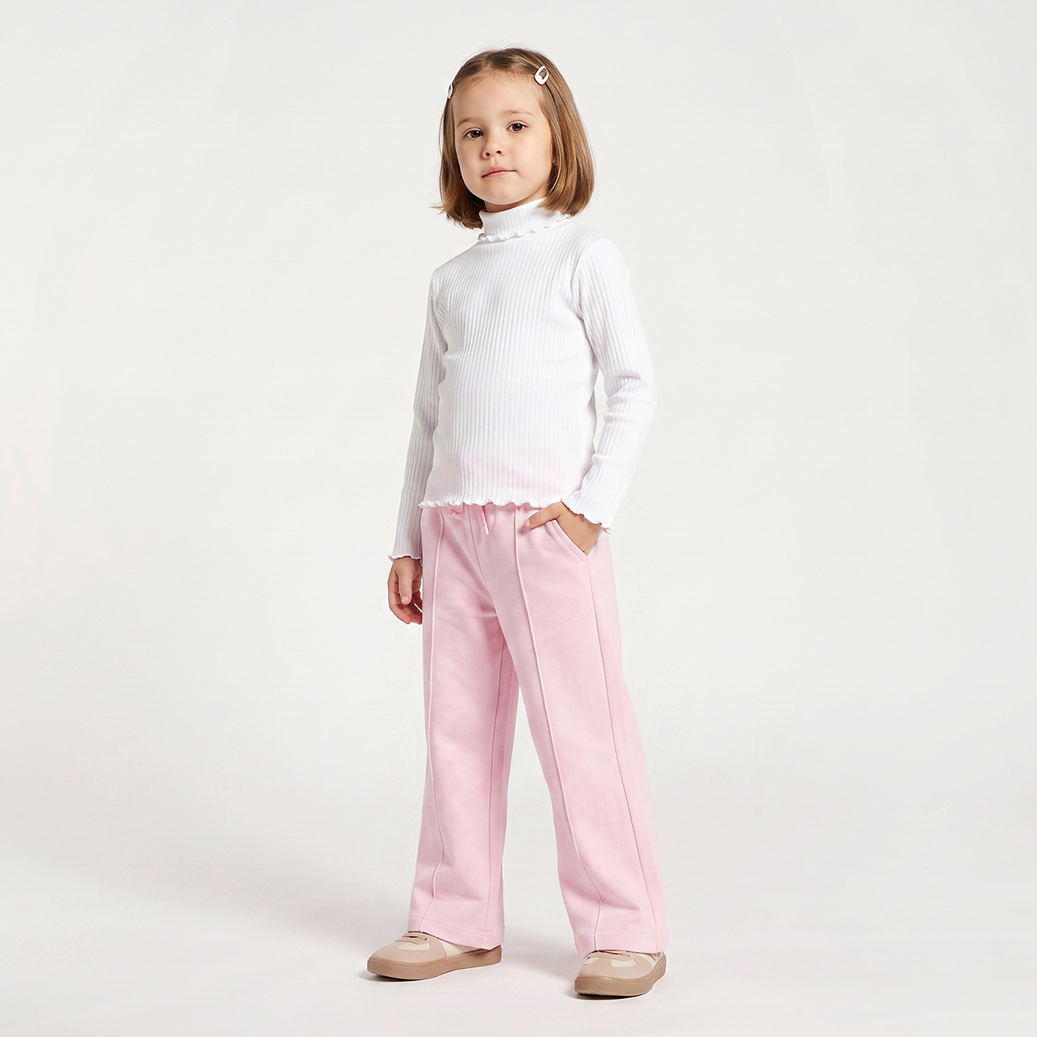 Pack of 2 Juniors Turtleneck Long Sleeves T-shirt with Ribbed Finish-girls-clothing-tshirts-image-9