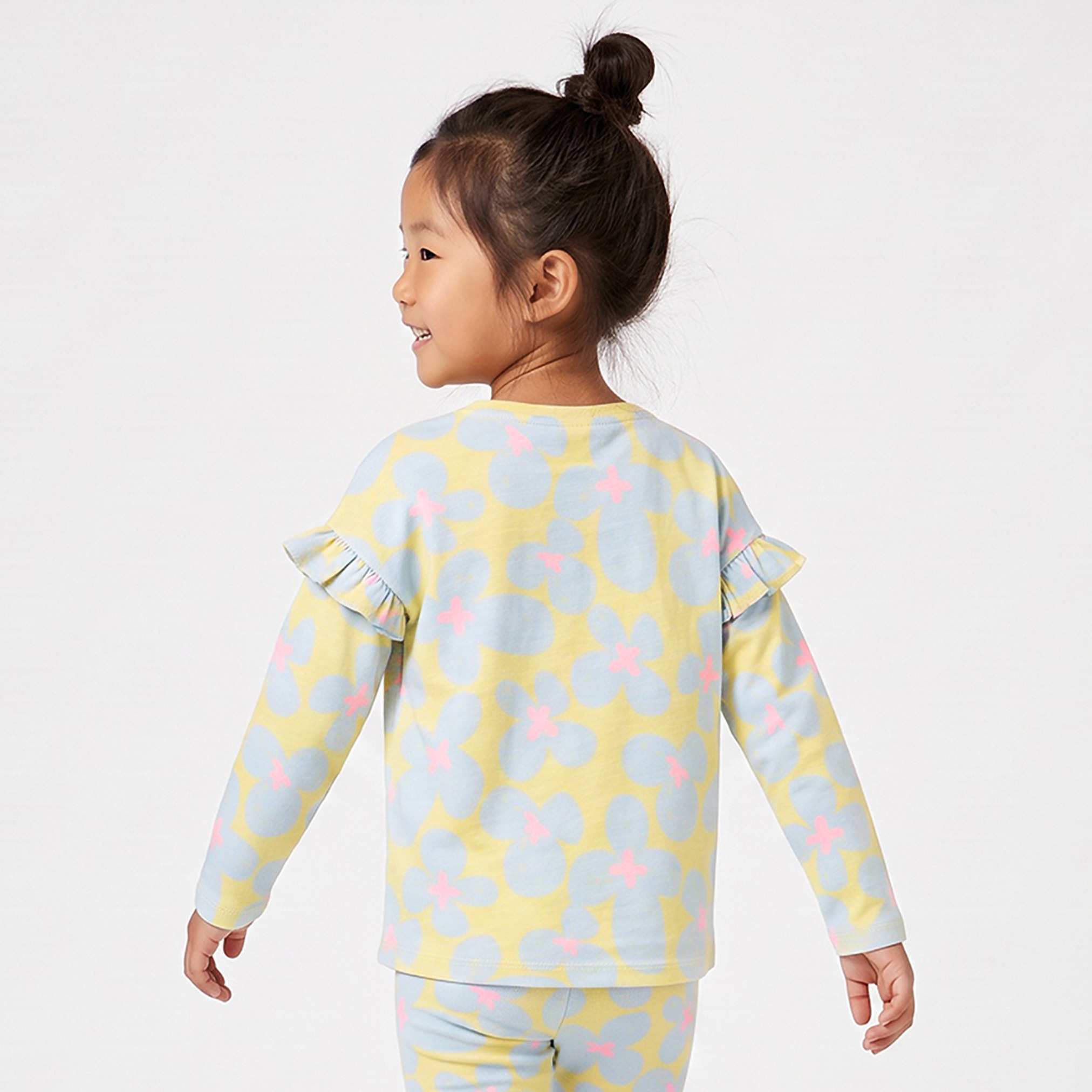 تيشيرت بأكمام طويلة وياقة ضيقة وطبعات زهور من جونيورز-girls-clothing-tshirts-image-3