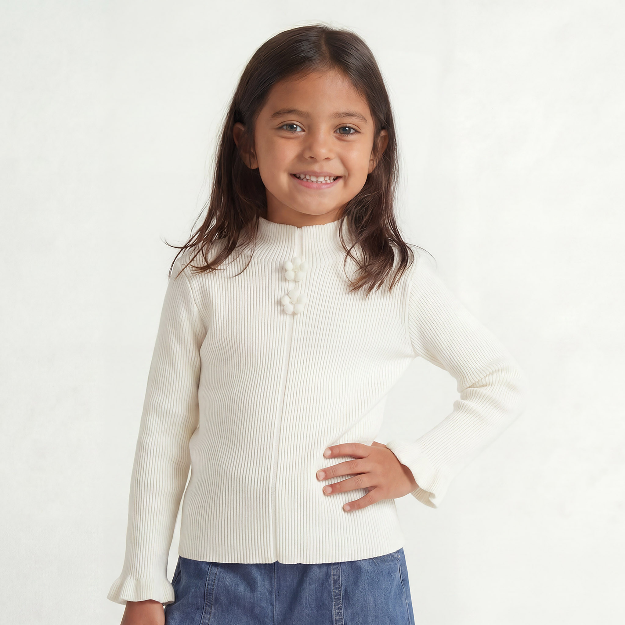 Juniors Ribbed Sweater with Long Sleeves-girls-clothing-jumpersandcardigans-image-1