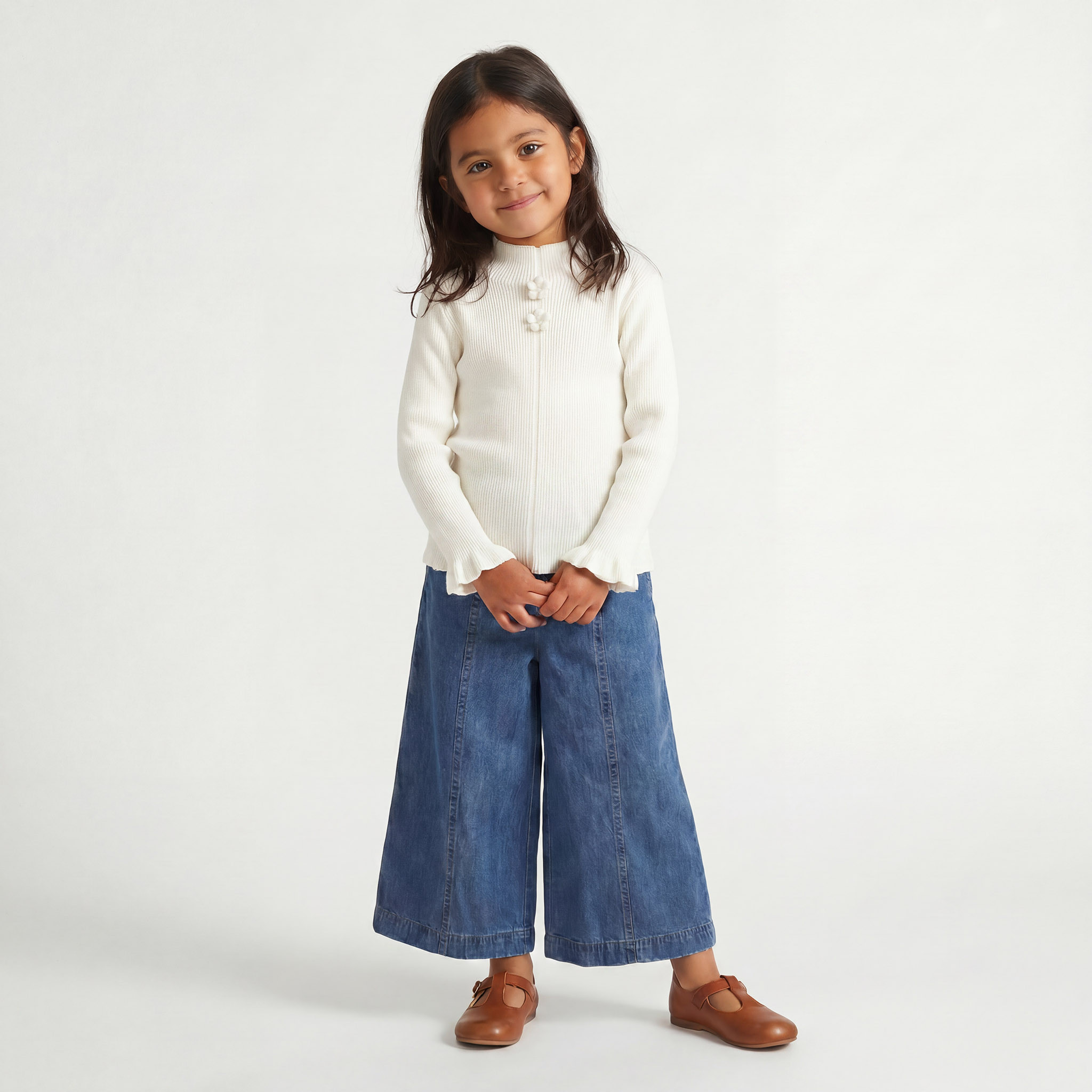 Juniors Ribbed Sweater with Long Sleeves-girls-clothing-jumpersandcardigans-image-2