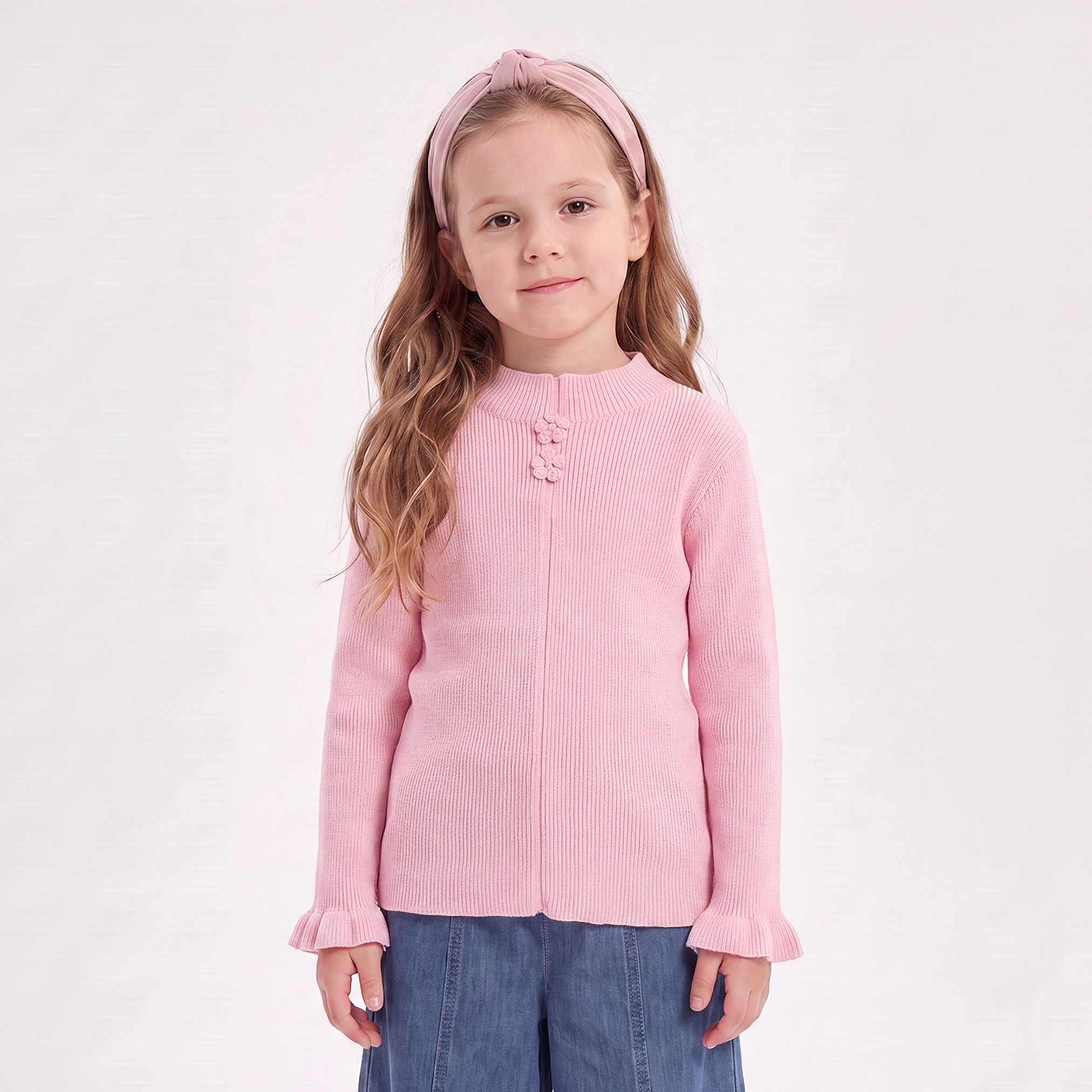 Juniors Ribbed Cardigan with Flared Sleeves-girls-clothing-jumpersandcardigans-image-1