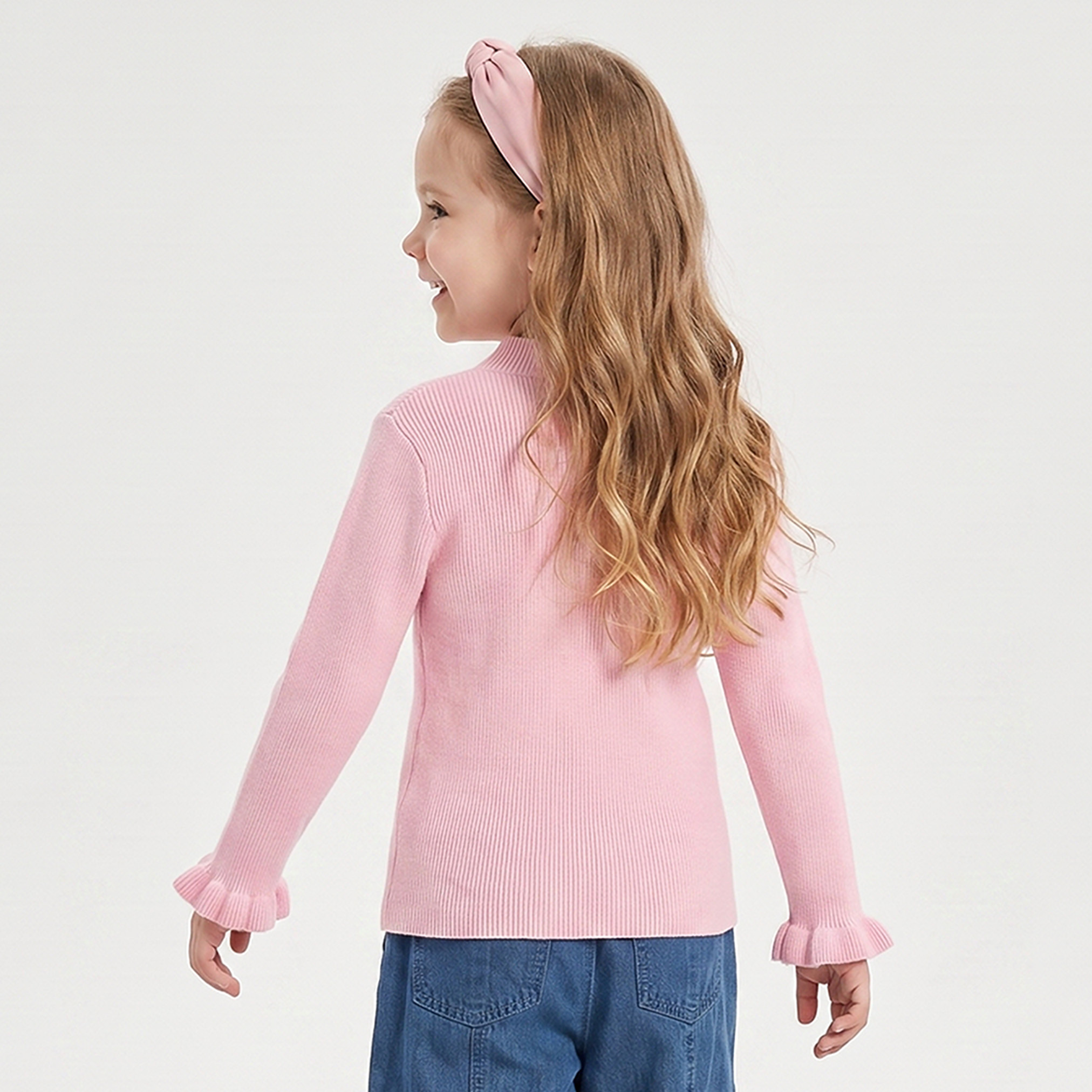 Juniors Ribbed Cardigan with Flared Sleeves-girls-clothing-jumpersandcardigans-image-3