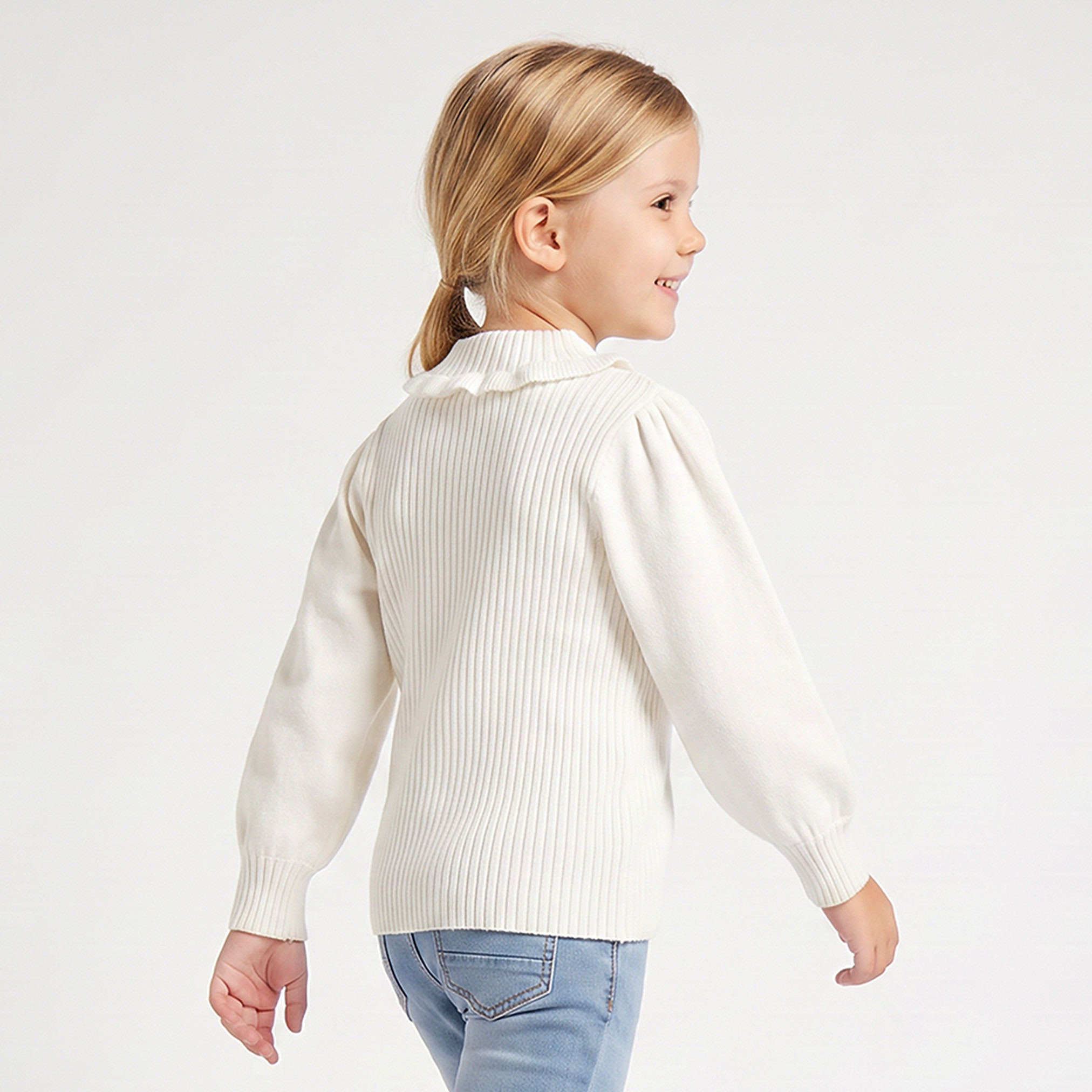 Juniors Ruffle Neck Sweater with Balloon Sleeves-girls-clothing-jumpersandcardigans-image-3