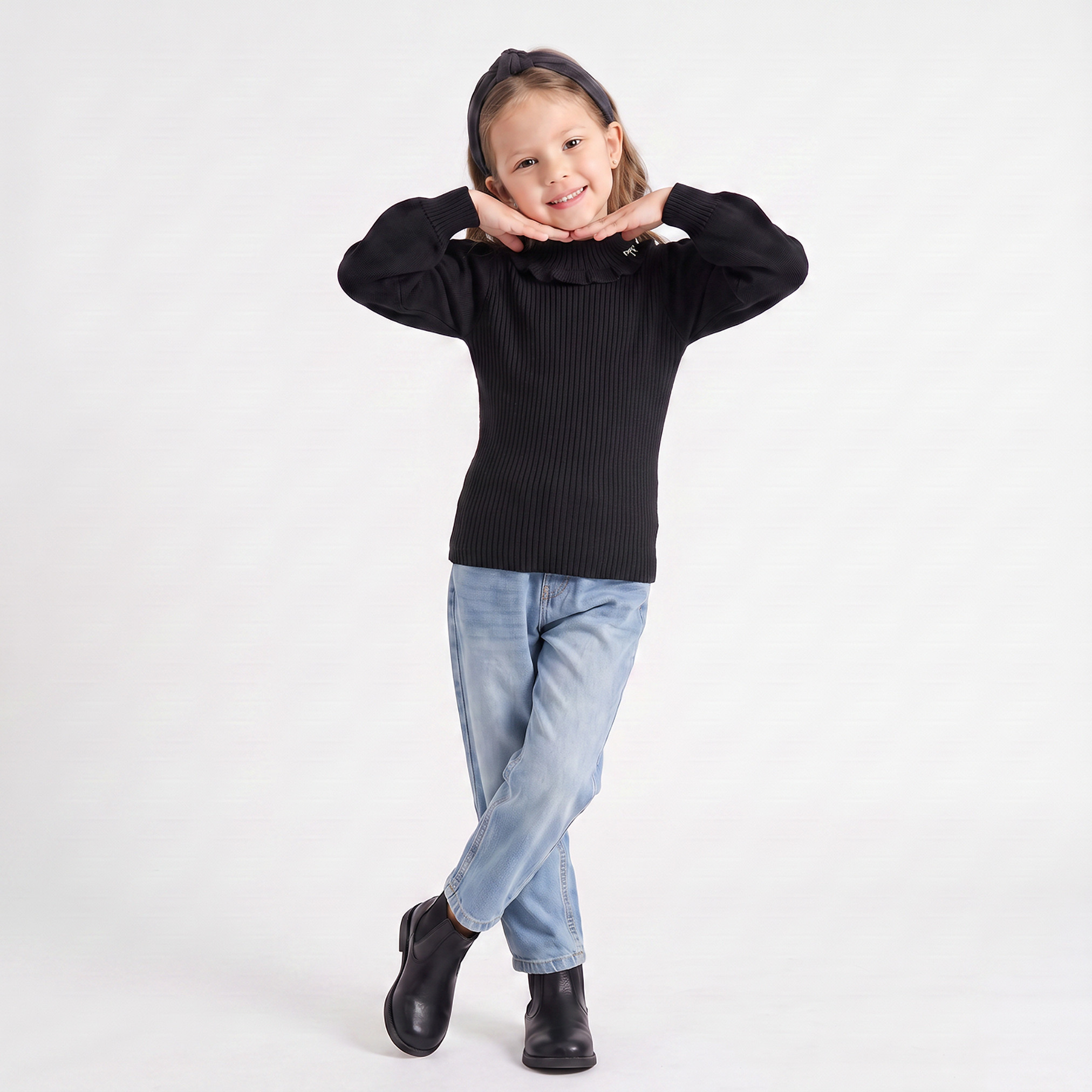 Juniors Ruffle Neck Sweater with Balloon Sleeves-girls-clothing-jumpersandcardigans-image-4