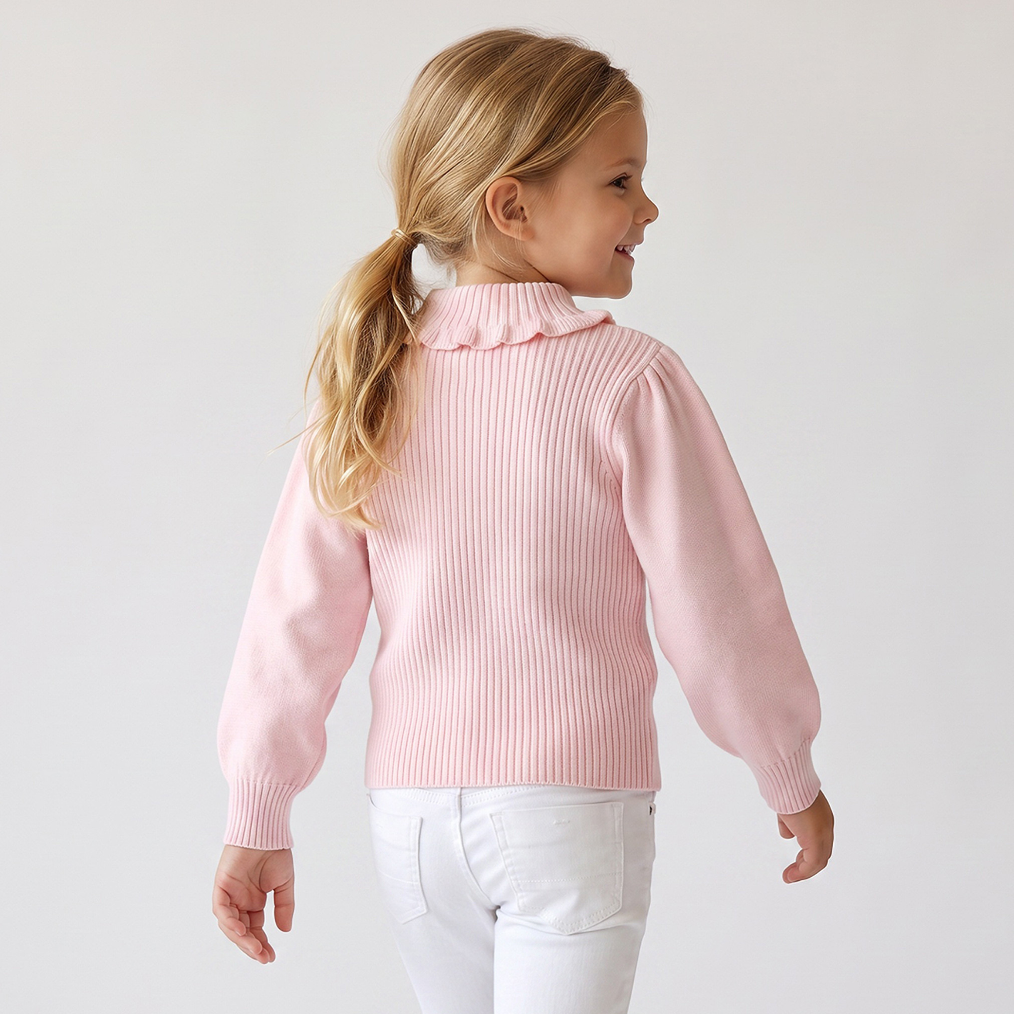 Juniors Ruffle Neck Sweater with Balloon Sleeves-girls-clothing-jumpersandcardigans-image-2