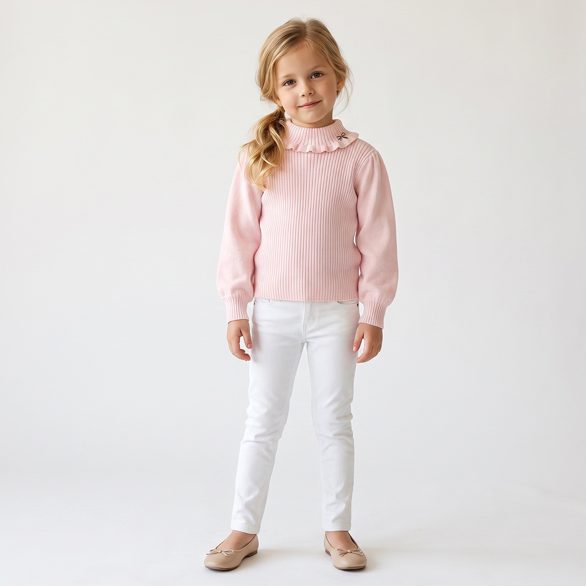 Juniors Ruffle Neck Sweater with Balloon Sleeves-girls-clothing-jumpersandcardigans-image-5