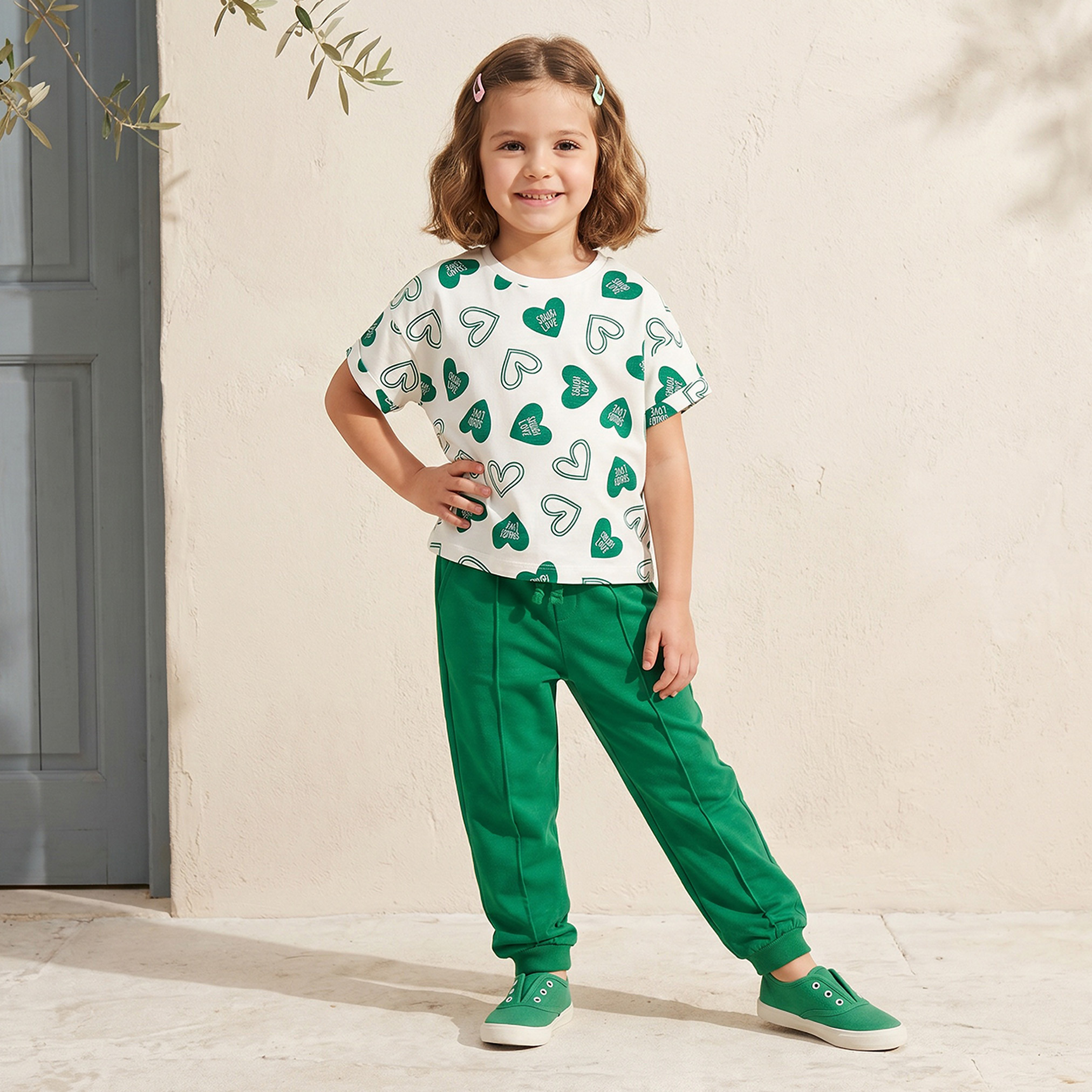 Juniors Crew Neck Short Sleeves T-shirt with Floral Print-girls-clothing-tshirts-image-2
