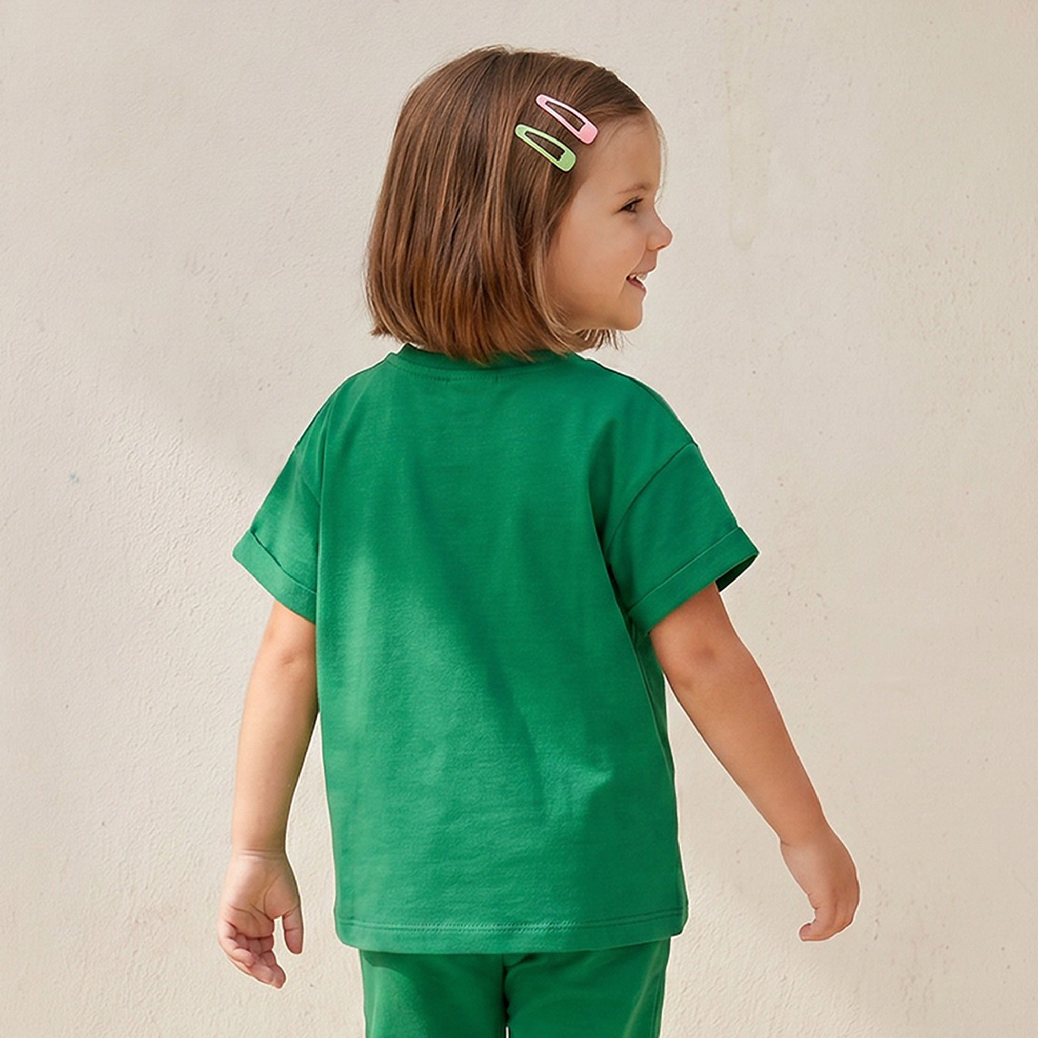 Juniors Crew Neck Short Sleeves T-shirt with Floral Print-girls-clothing-tshirts-image-3