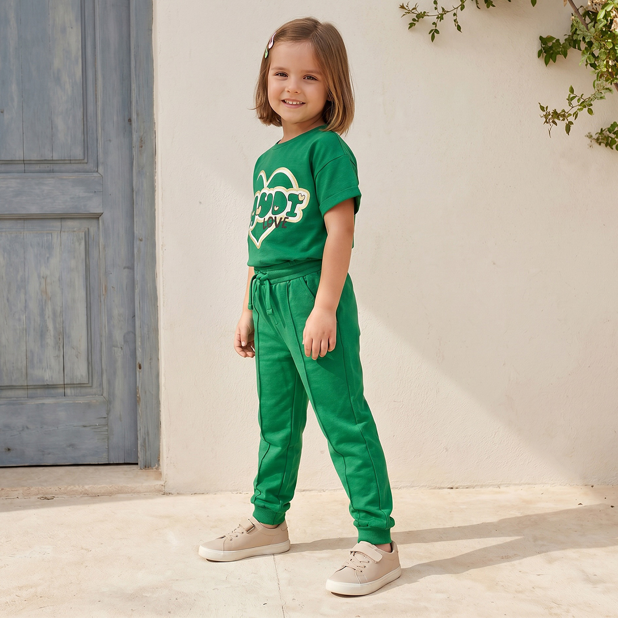 Juniors Crew Neck Short Sleeves T-shirt with Floral Print-girls-clothing-tshirts-image-5