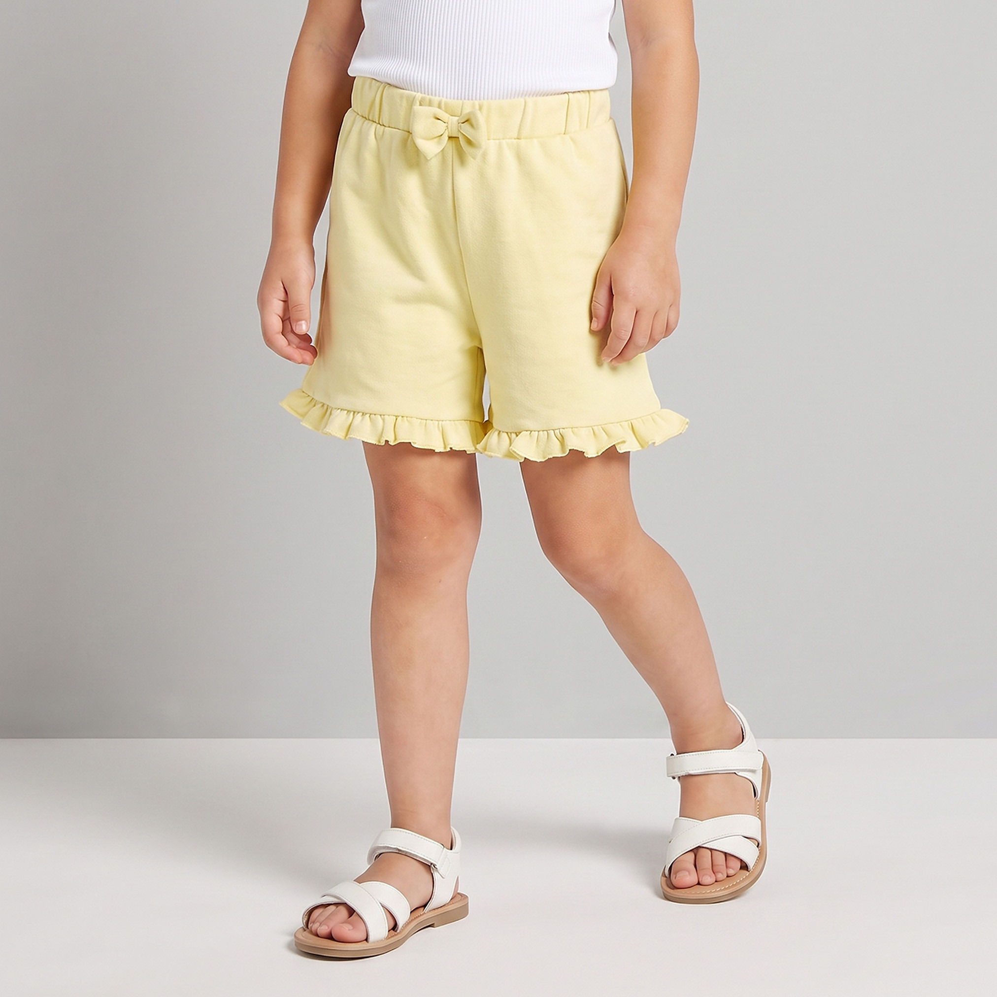 Juniors Knee Length Elasticated Shorts with Frill Detail-baby-girls-clothing-bottoms-shorts-image-1
