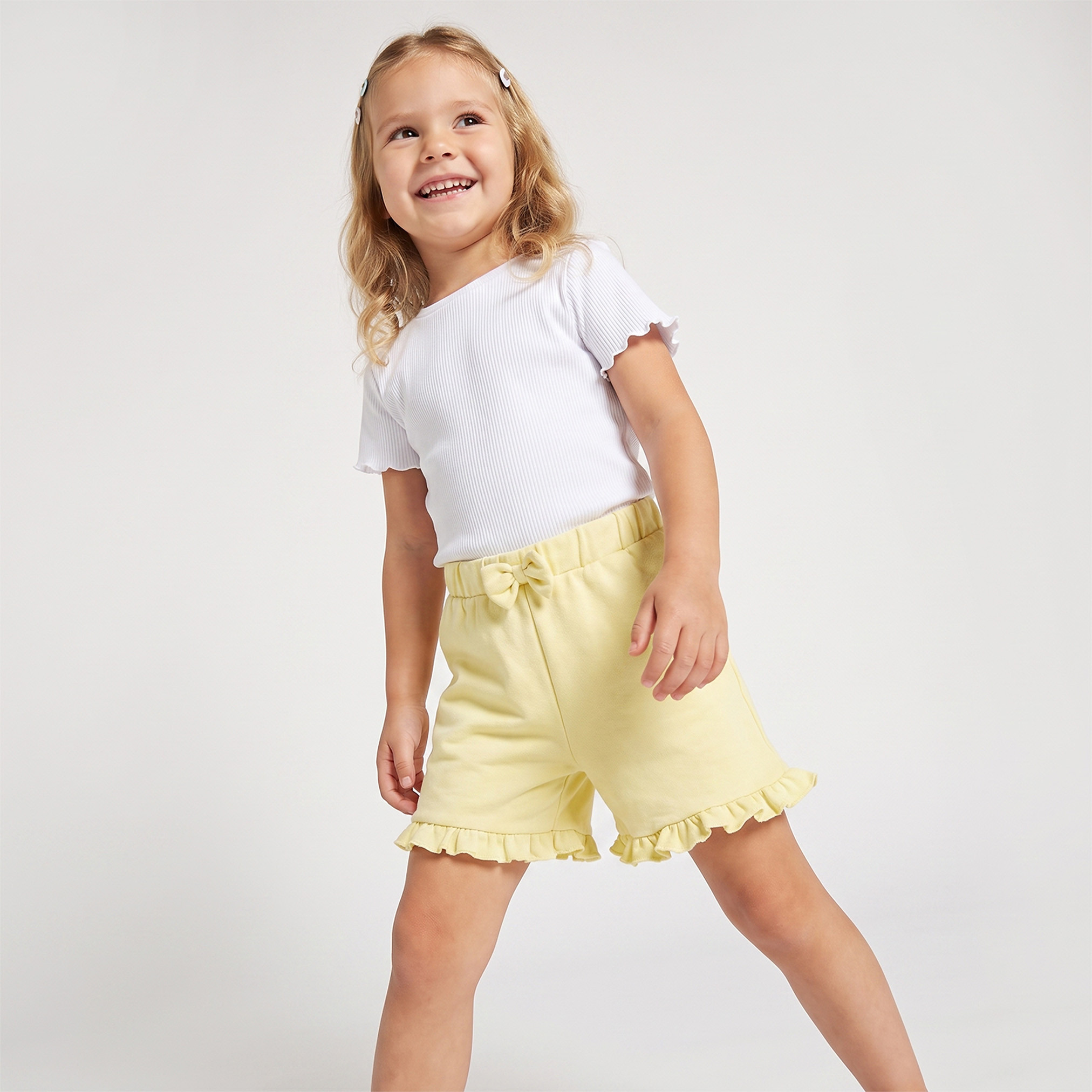 Juniors Knee Length Elasticated Shorts with Frill Detail-baby-girls-clothing-bottoms-shorts-image-2