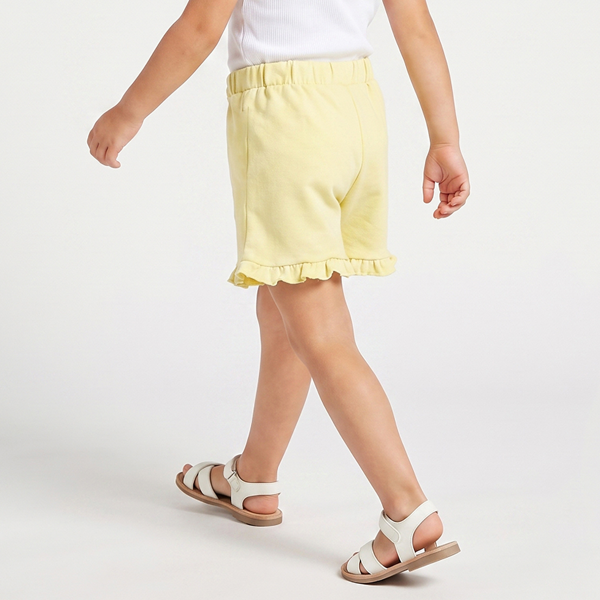 Juniors Knee Length Elasticated Shorts with Frill Detail-baby-girls-clothing-bottoms-shorts-image-3