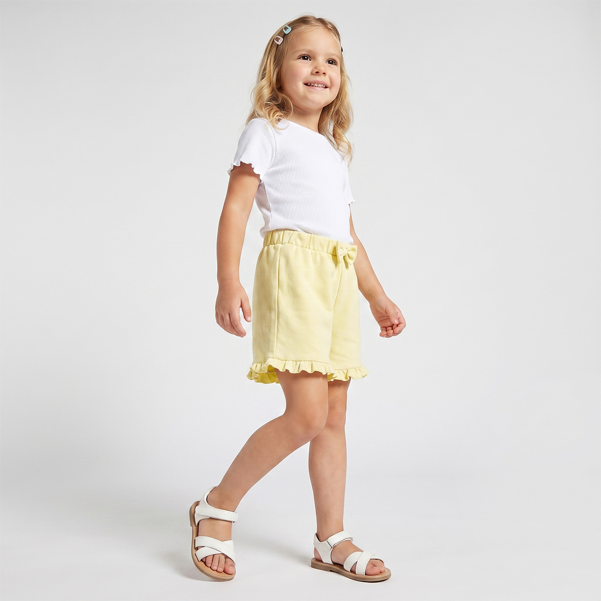 Juniors Knee Length Elasticated Shorts with Frill Detail-baby-girls-clothing-bottoms-shorts-image-5