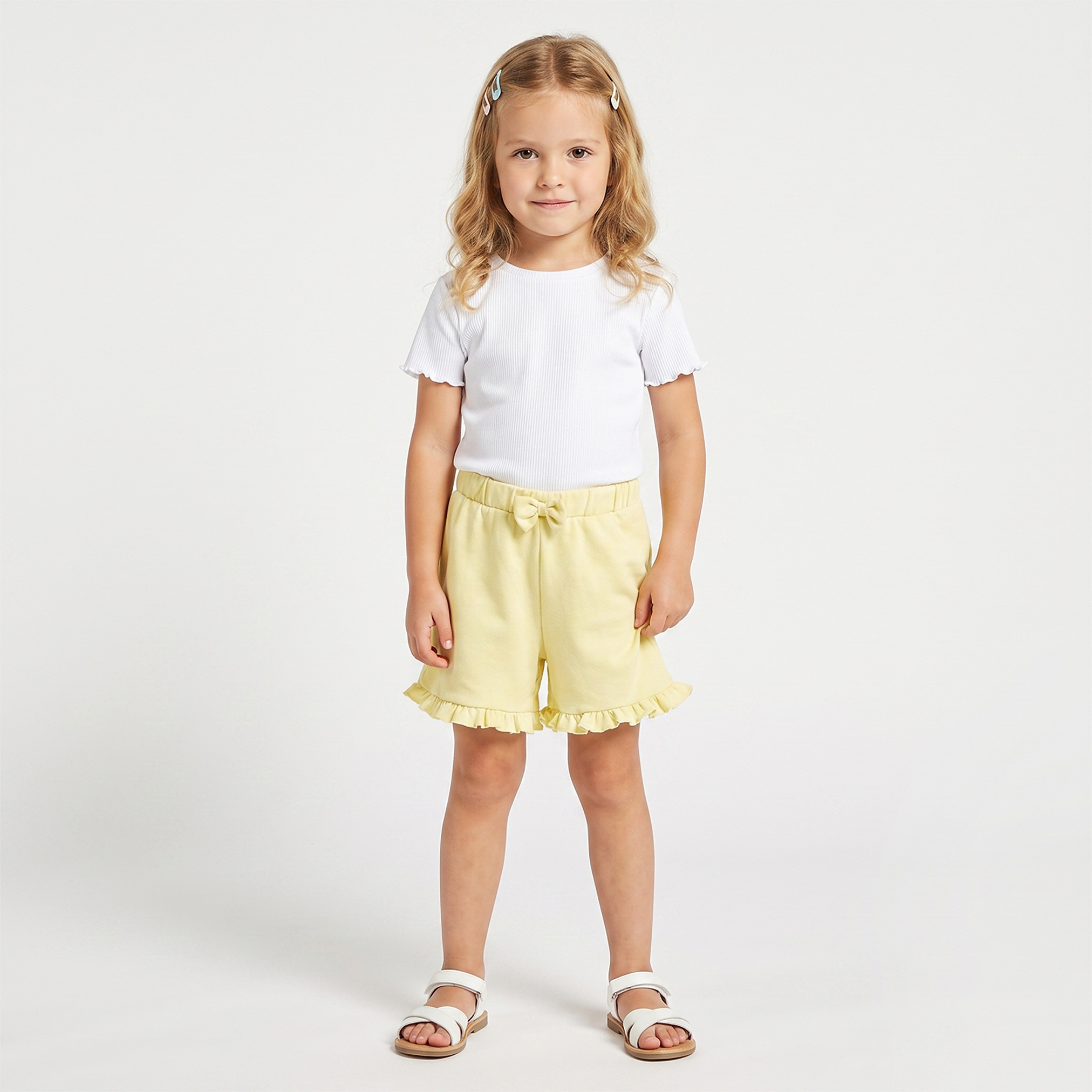 Juniors Knee Length Elasticated Shorts with Frill Detail-baby-girls-clothing-bottoms-shorts-image-6