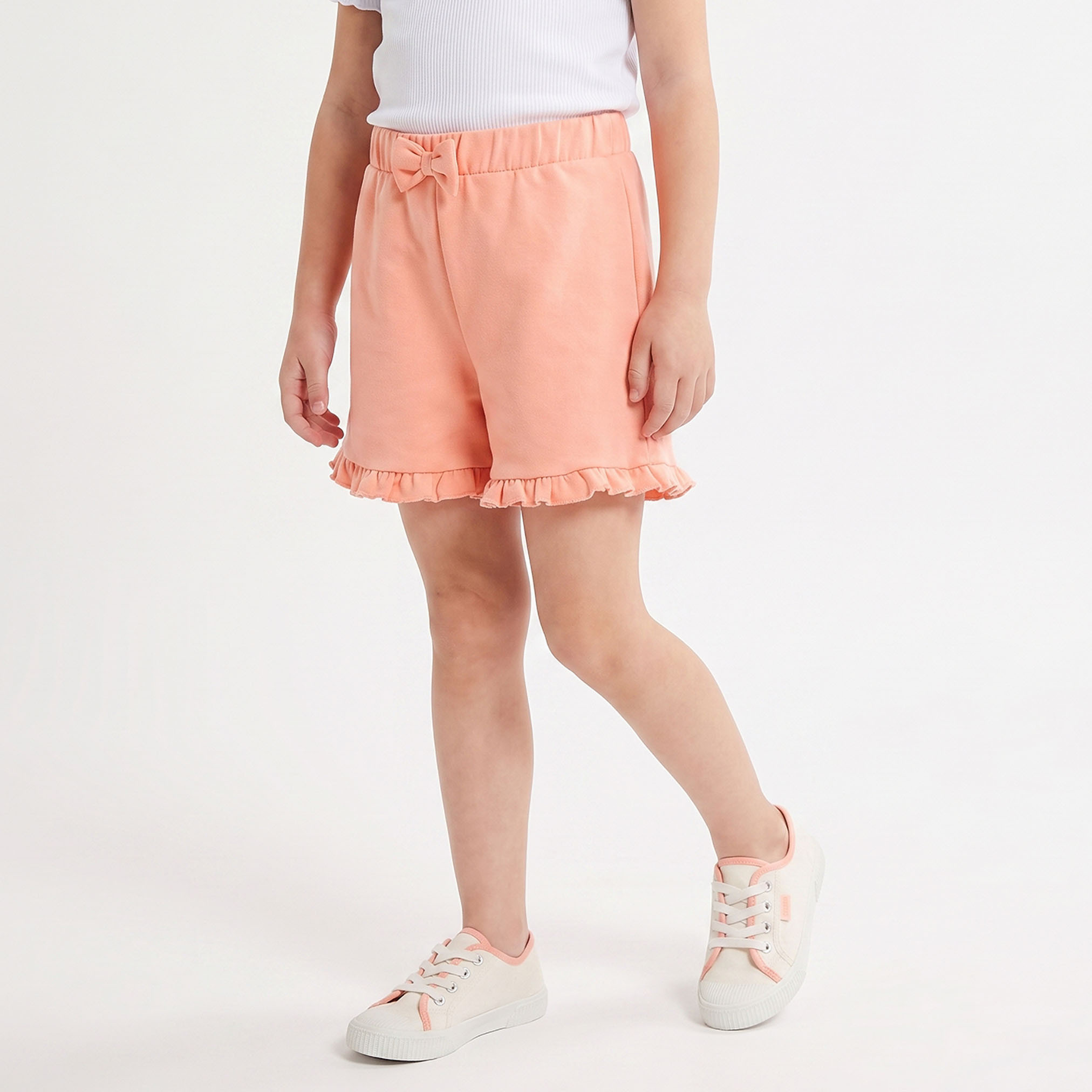 Juniors Knee Length Elasticated Waist Shorts with Ruffle Trim-baby-girls-clothing-bottoms-shorts-image-1