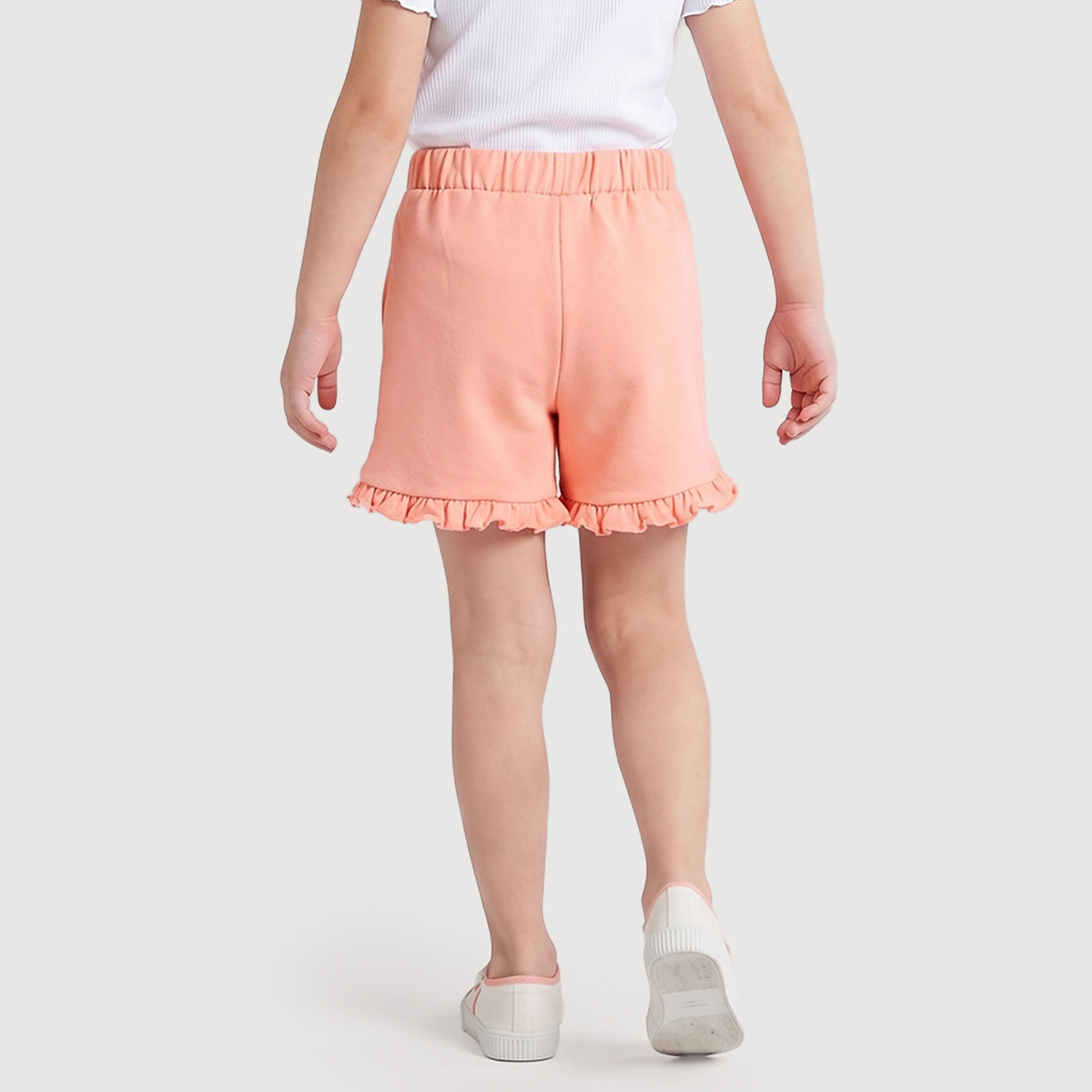 Juniors Knee Length Elasticated Waist Shorts with Ruffle Trim-baby-girls-clothing-bottoms-shorts-image-3