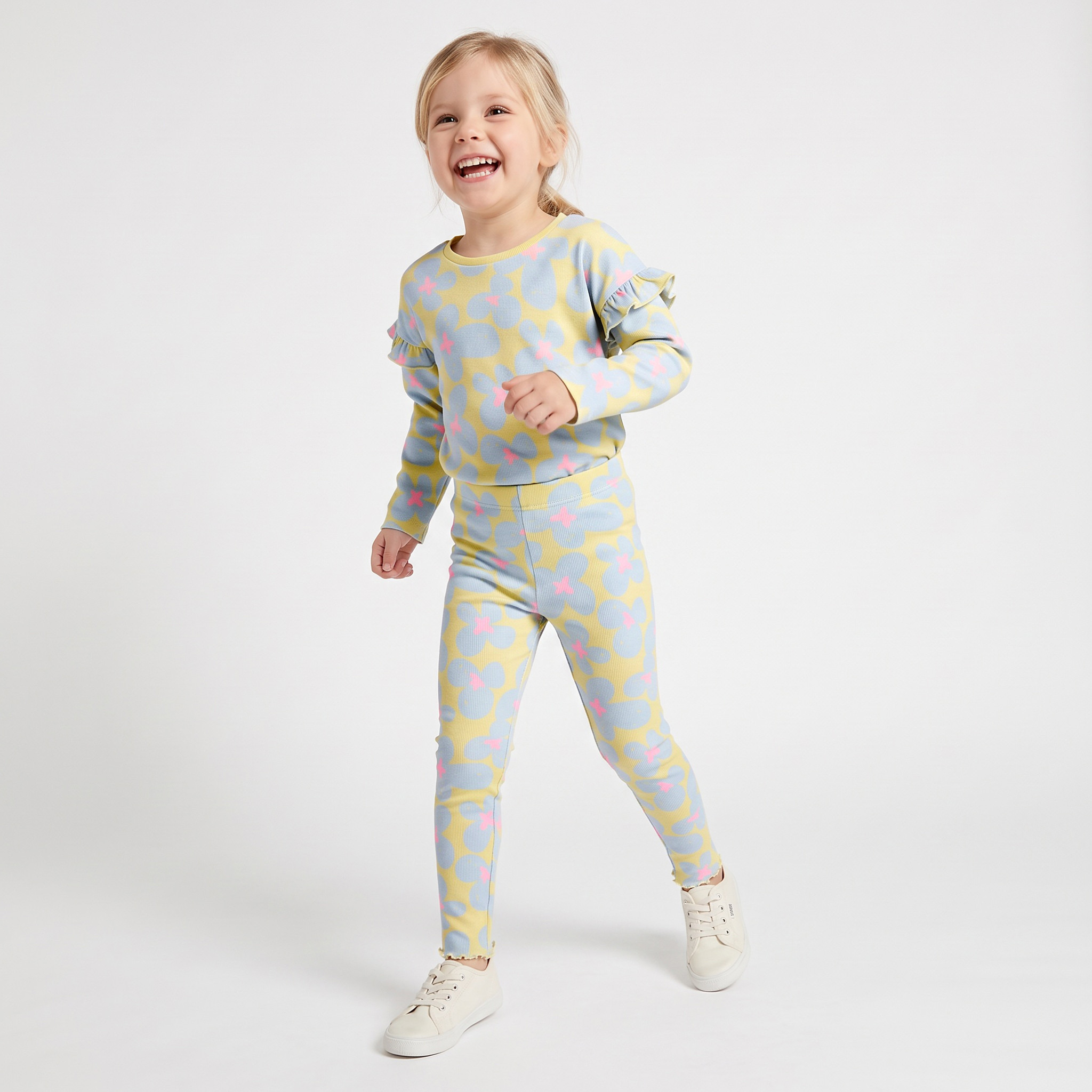 Juniors Floral Print Leggings with Lettuce Hem-baby-girls-clothing-bottoms-leggings-image-2