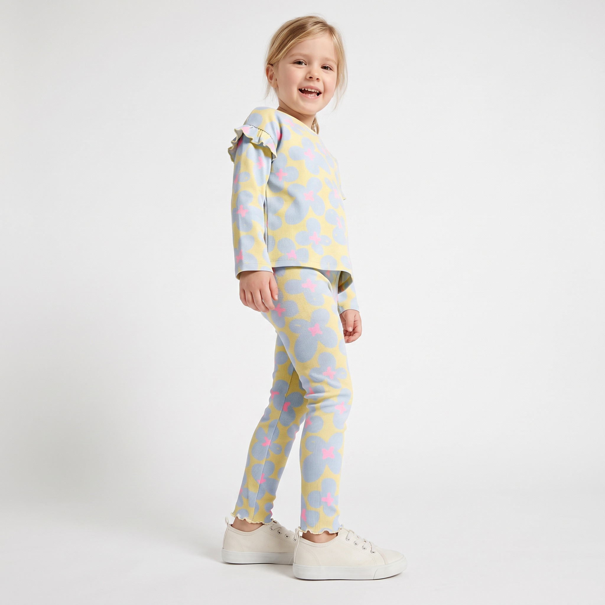 Juniors Floral Print Leggings with Lettuce Hem-baby-girls-clothing-bottoms-leggings-image-5