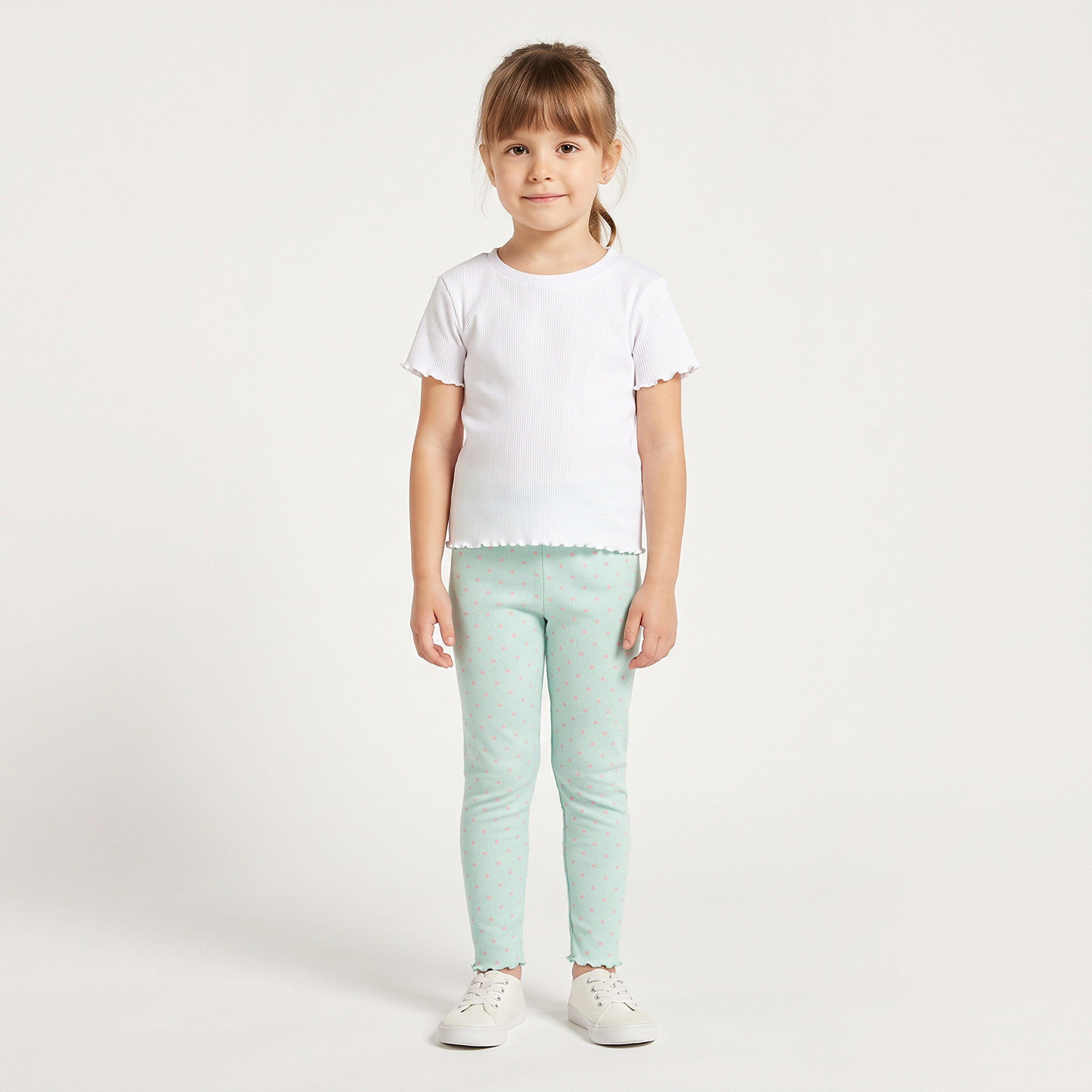 Juniors Ribbed Leggings with Polka Dot Print-baby-girls-clothing-bottoms-leggings-image-2