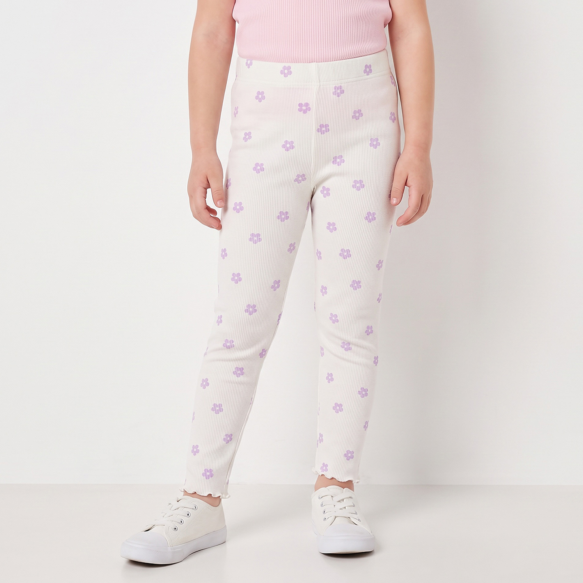 Juniors Ribbed Leggings with Floral Print-baby-girls-clothing-bottoms-leggings-image-1