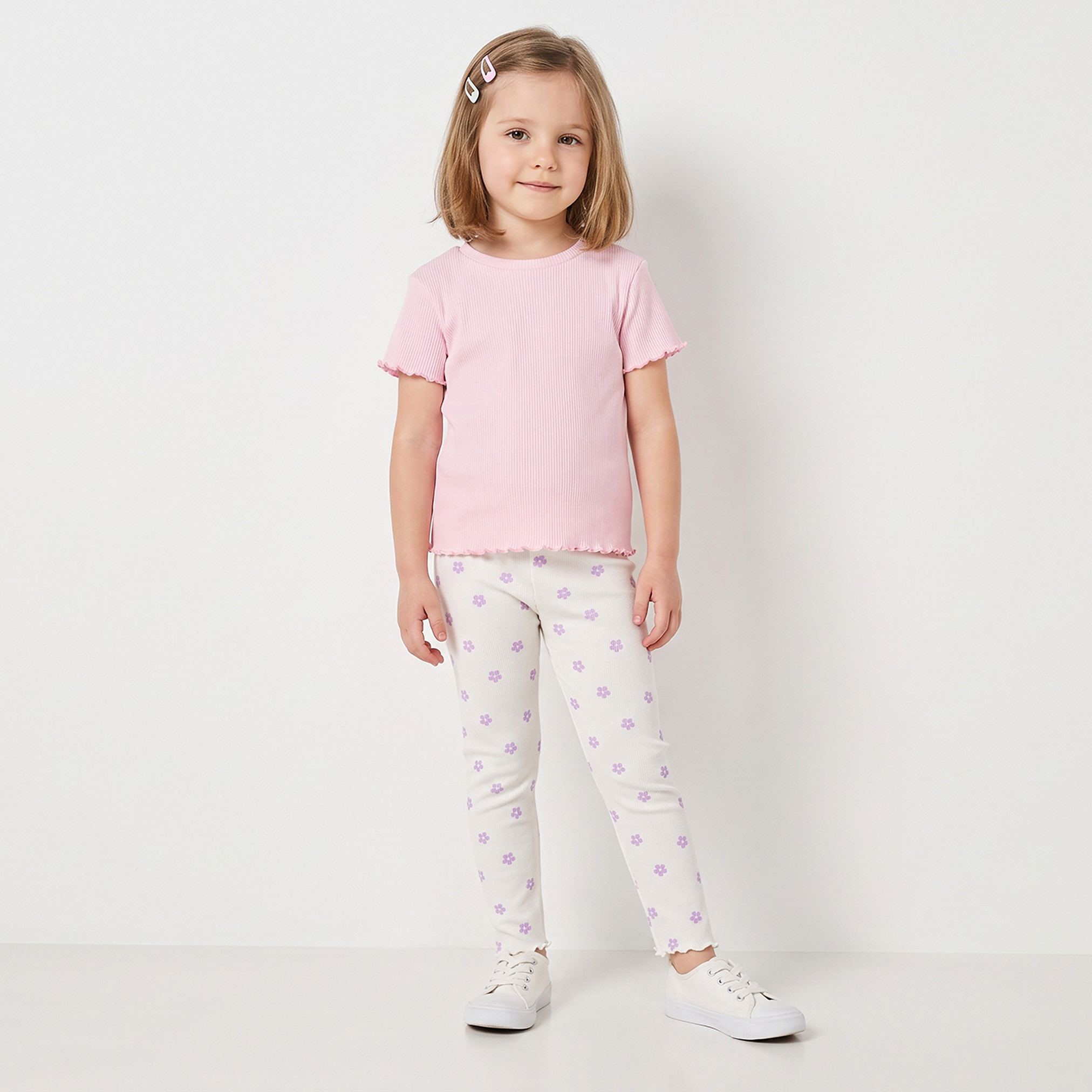 Juniors Ribbed Leggings with Floral Print-baby-girls-clothing-bottoms-leggings-image-2
