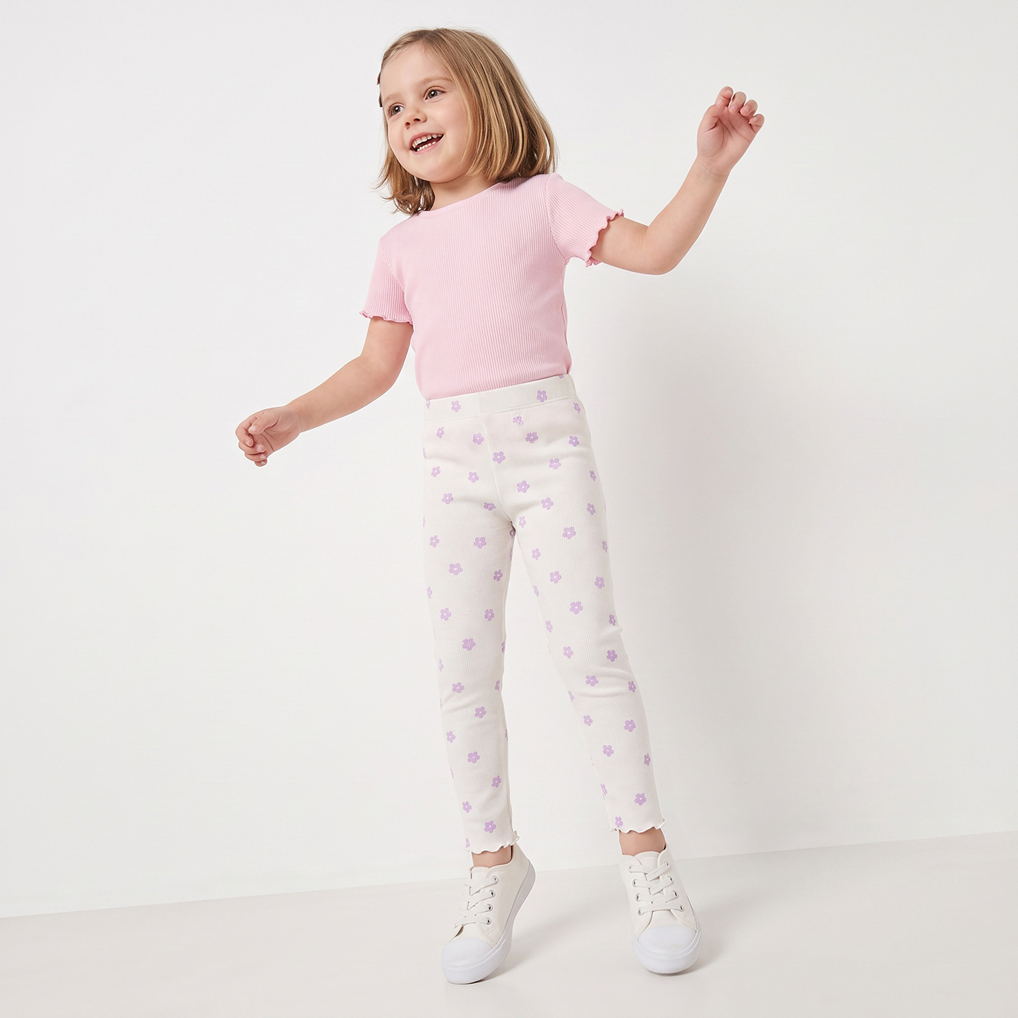 Juniors Ribbed Leggings with Floral Print-baby-girls-clothing-bottoms-leggings-image-4