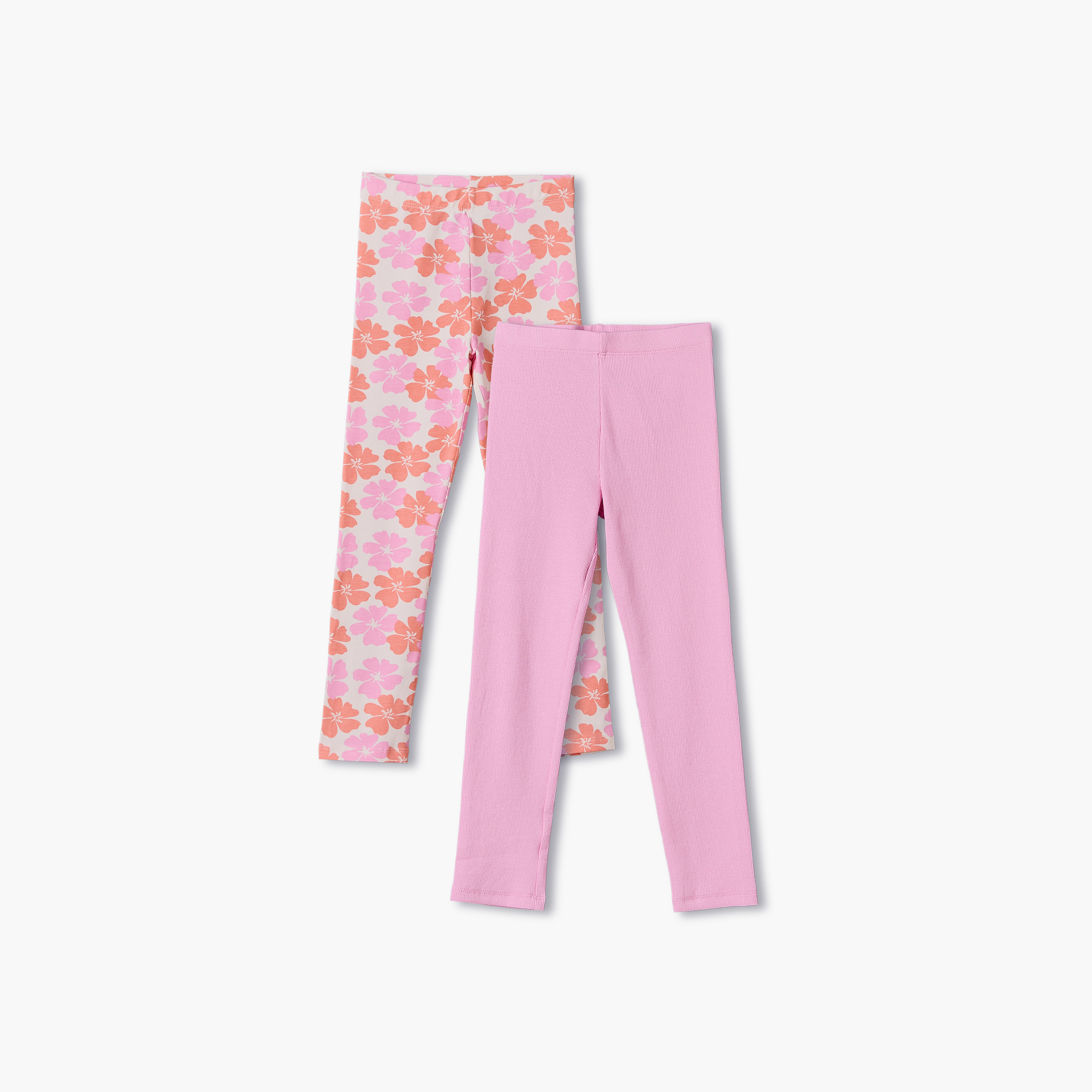 Pack of 2 Juniors Leggings with Elasticated Waistband-baby-girls-clothing-bottoms-leggings-image-1