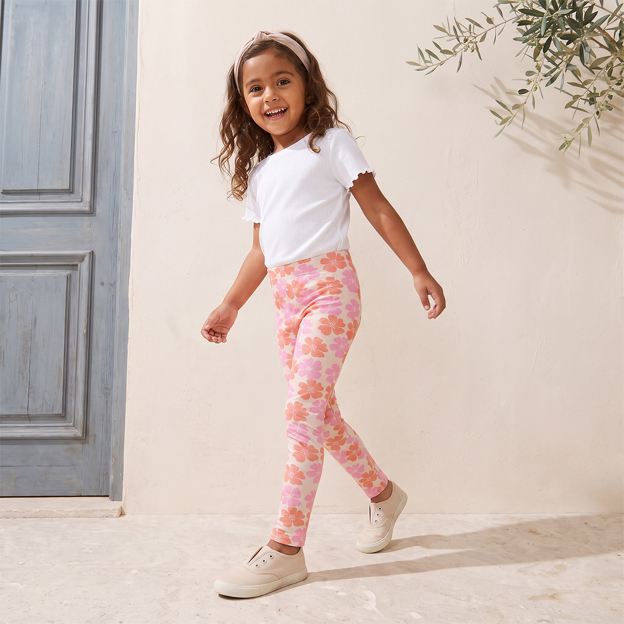 Pack of 2 Juniors Leggings with Elasticated Waistband-baby-girls-clothing-bottoms-leggings-image-4
