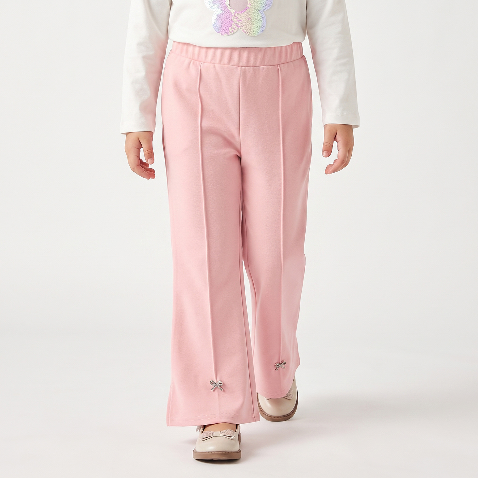 Juniors Flared Leggings with Bow Embellishment-baby-girls-clothing-bottoms-leggings-image-1