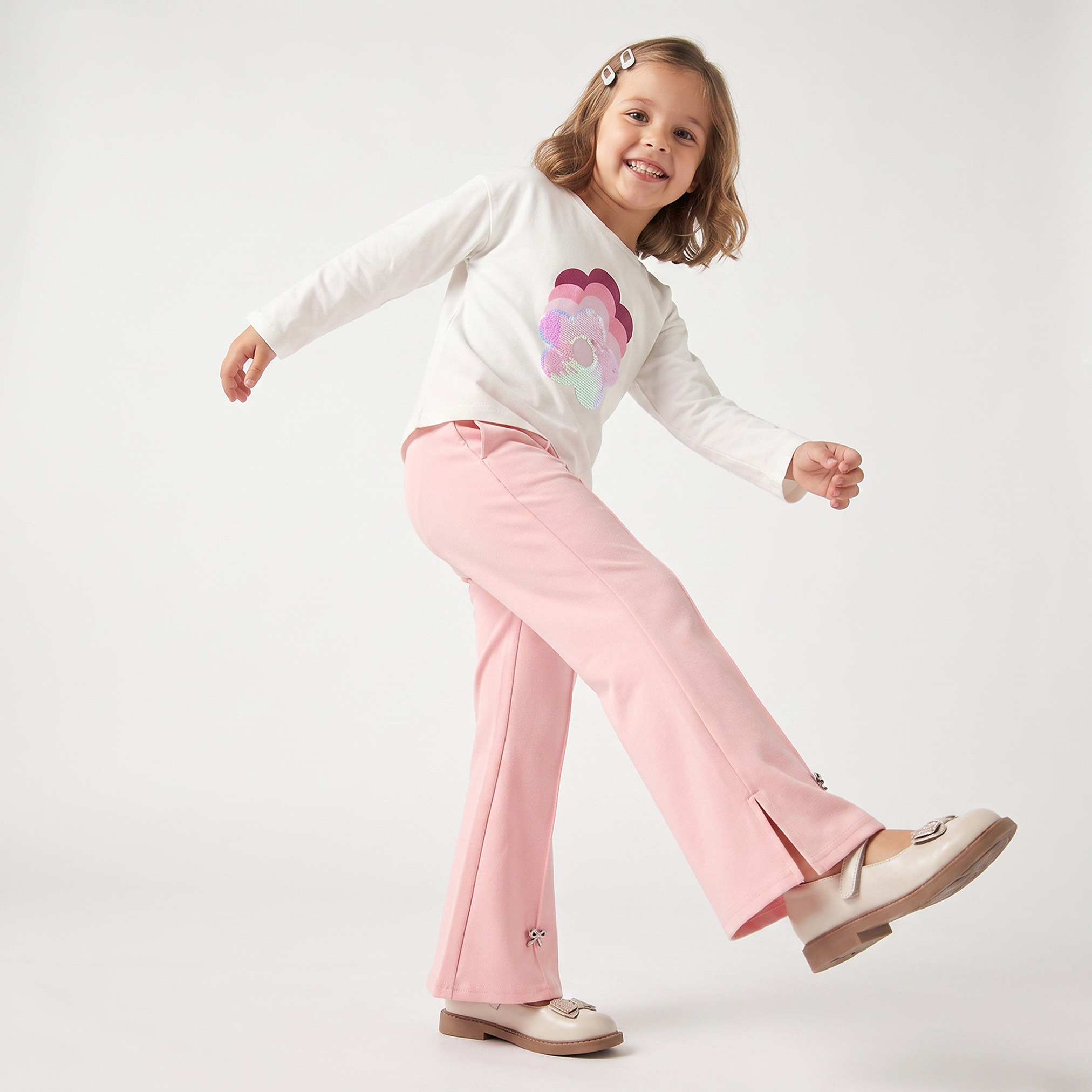 Juniors Flared Leggings with Bow Embellishment-baby-girls-clothing-bottoms-leggings-image-3