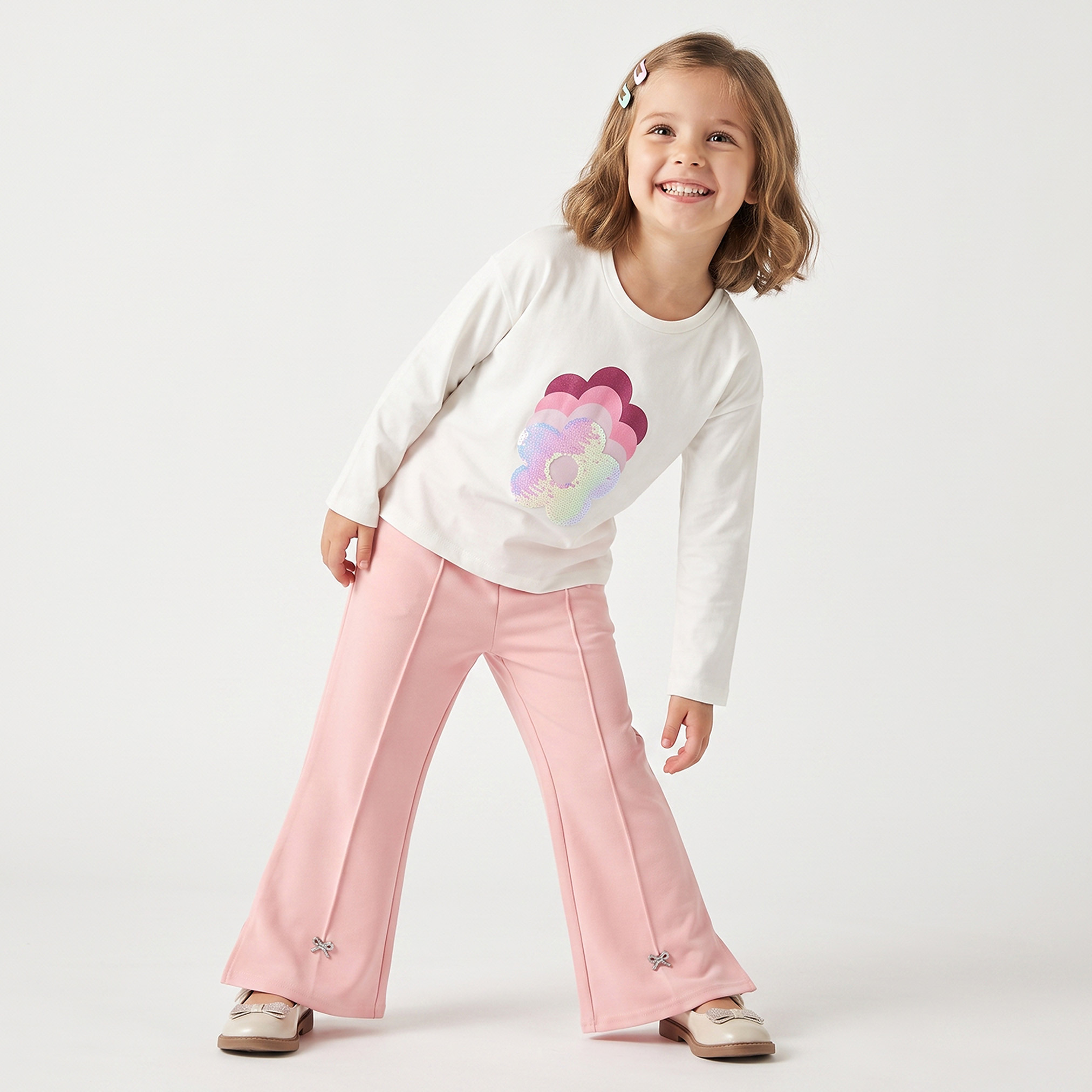 Juniors Flared Leggings with Bow Embellishment-baby-girls-clothing-bottoms-leggings-image-5