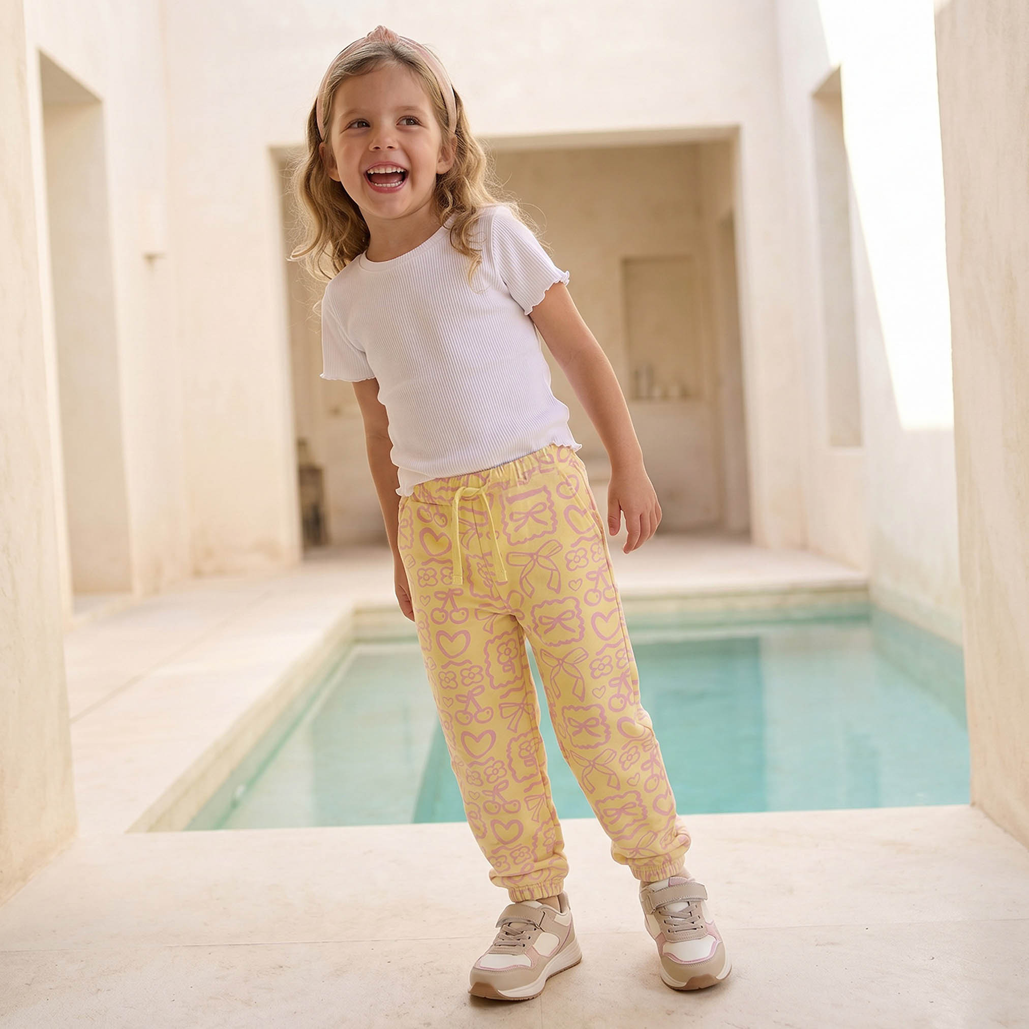 Juniors Drawstring Waistband Joggers with Bow Print-baby-girls-clothing-bottoms-joggersandtrackpants-image-5