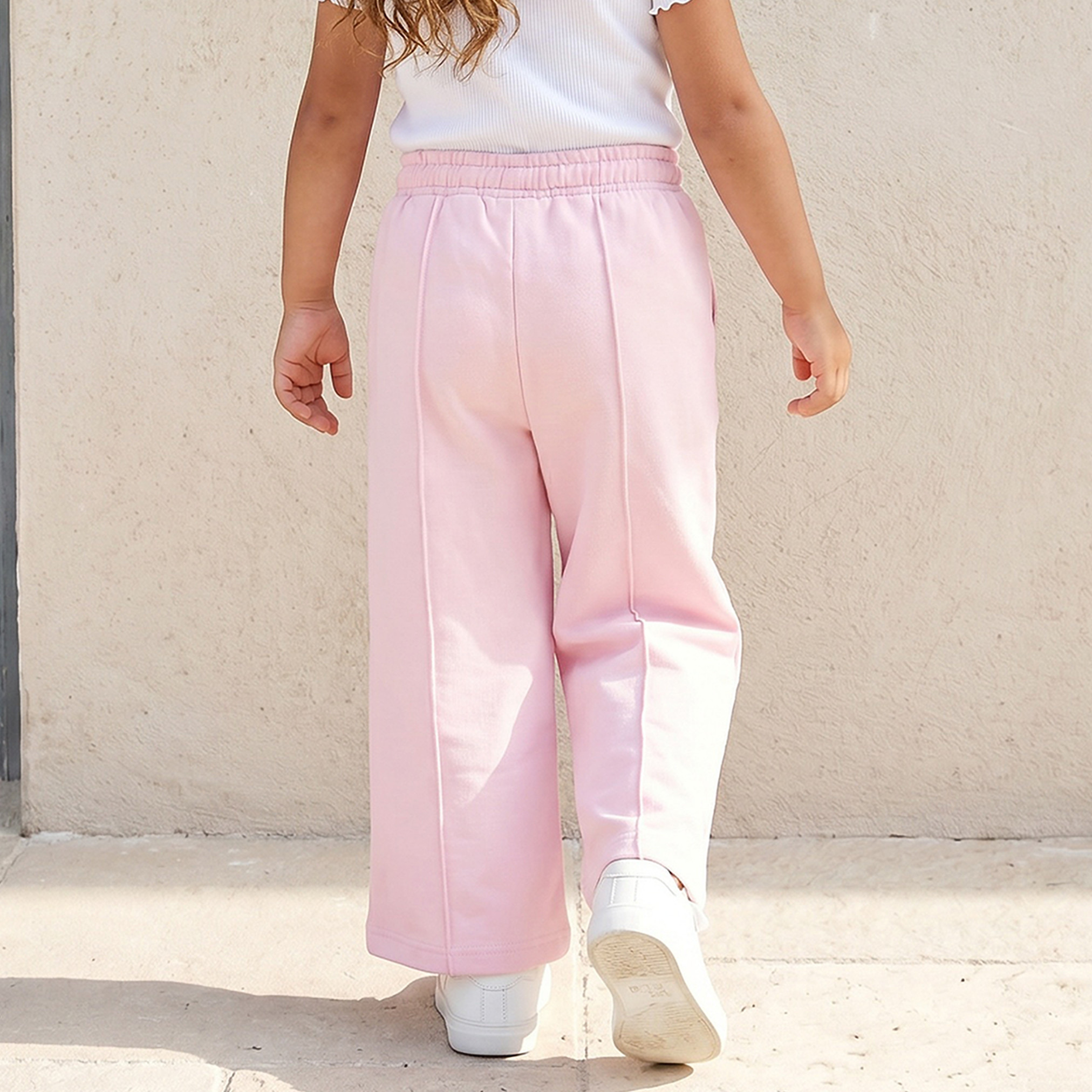 بنطلون رياضي واسع الساقين بخصر مطاطي وألواح ورباط قابل للتعديل من جونيورز-baby-girls-clothing-bottoms-joggersandtrackpants-image-3