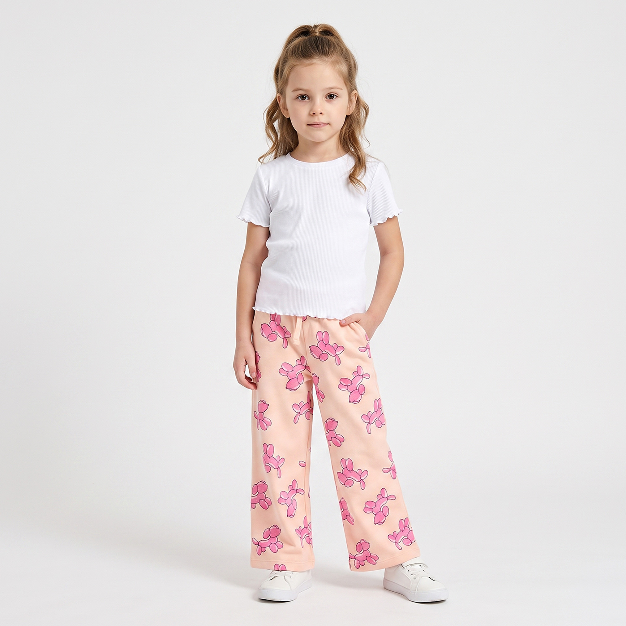 بنطلون رياضي بخصر مطاطي ورباط بطبعات كلب بالون من جونيورز-baby-girls-clothing-bottoms-joggersandtrackpants-image-2