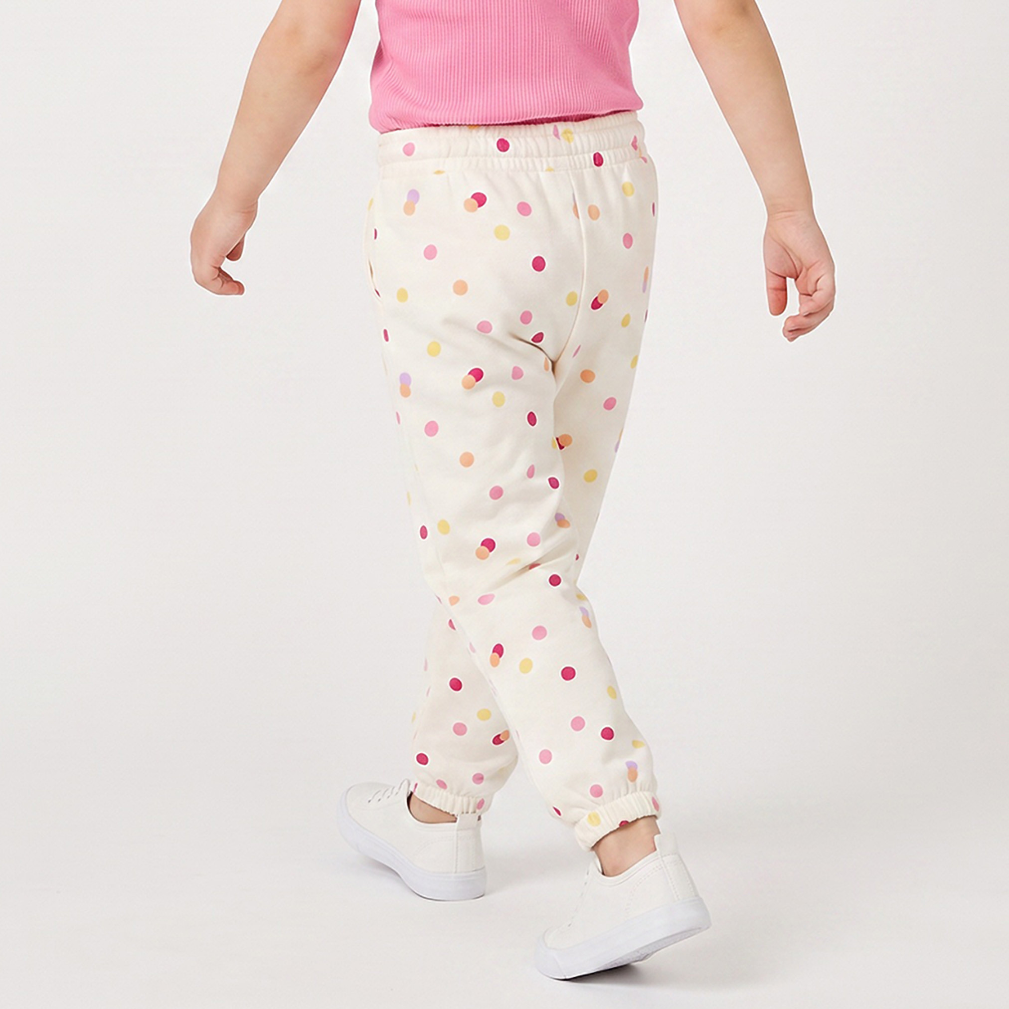 بنطلون رياضي بخصر مطاطي وطبعات منقطة من جونيورز-baby-girls-clothing-bottoms-joggersandtrackpants-image-2