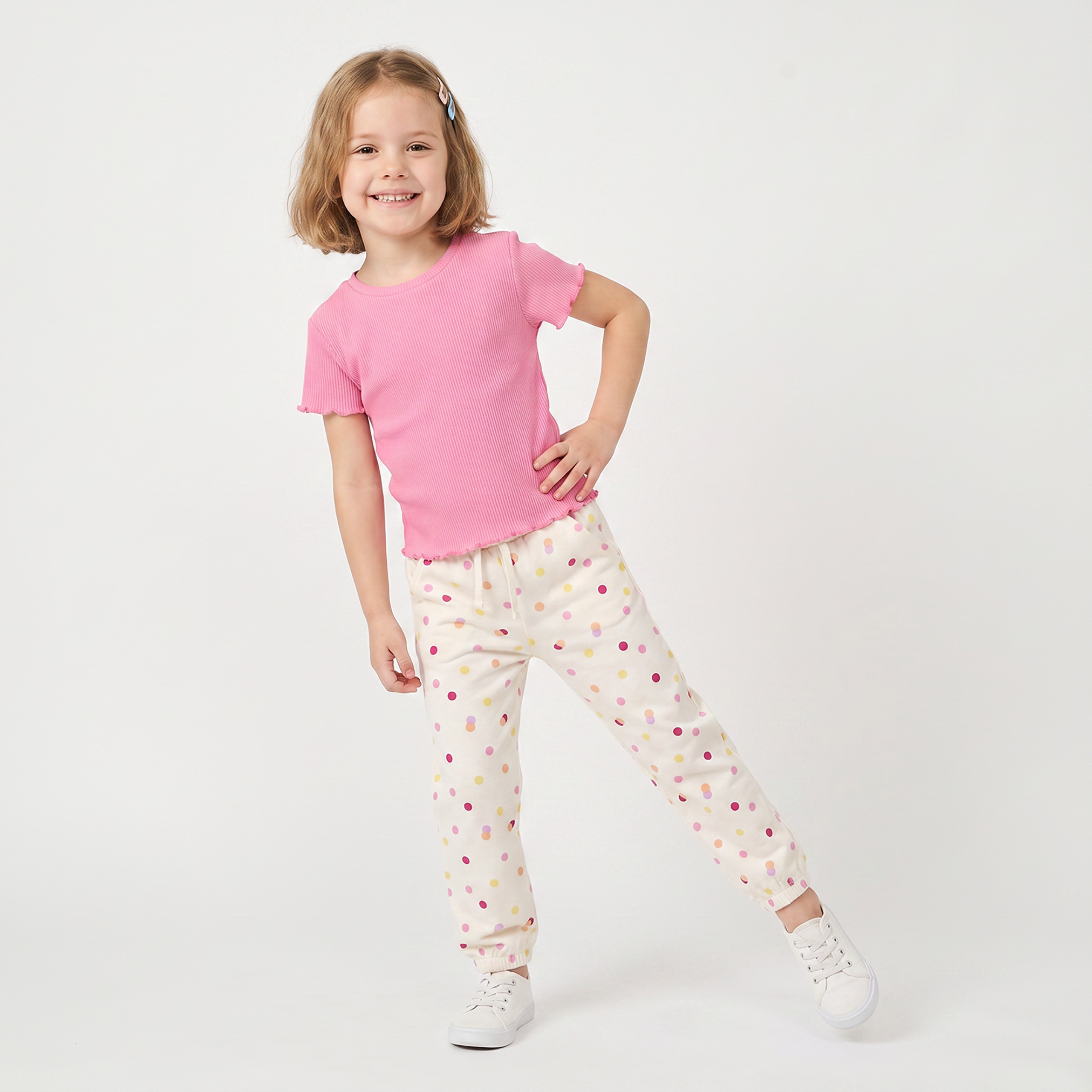 بنطلون رياضي بخصر مطاطي وطبعات منقطة من جونيورز-baby-girls-clothing-bottoms-joggersandtrackpants-image-3