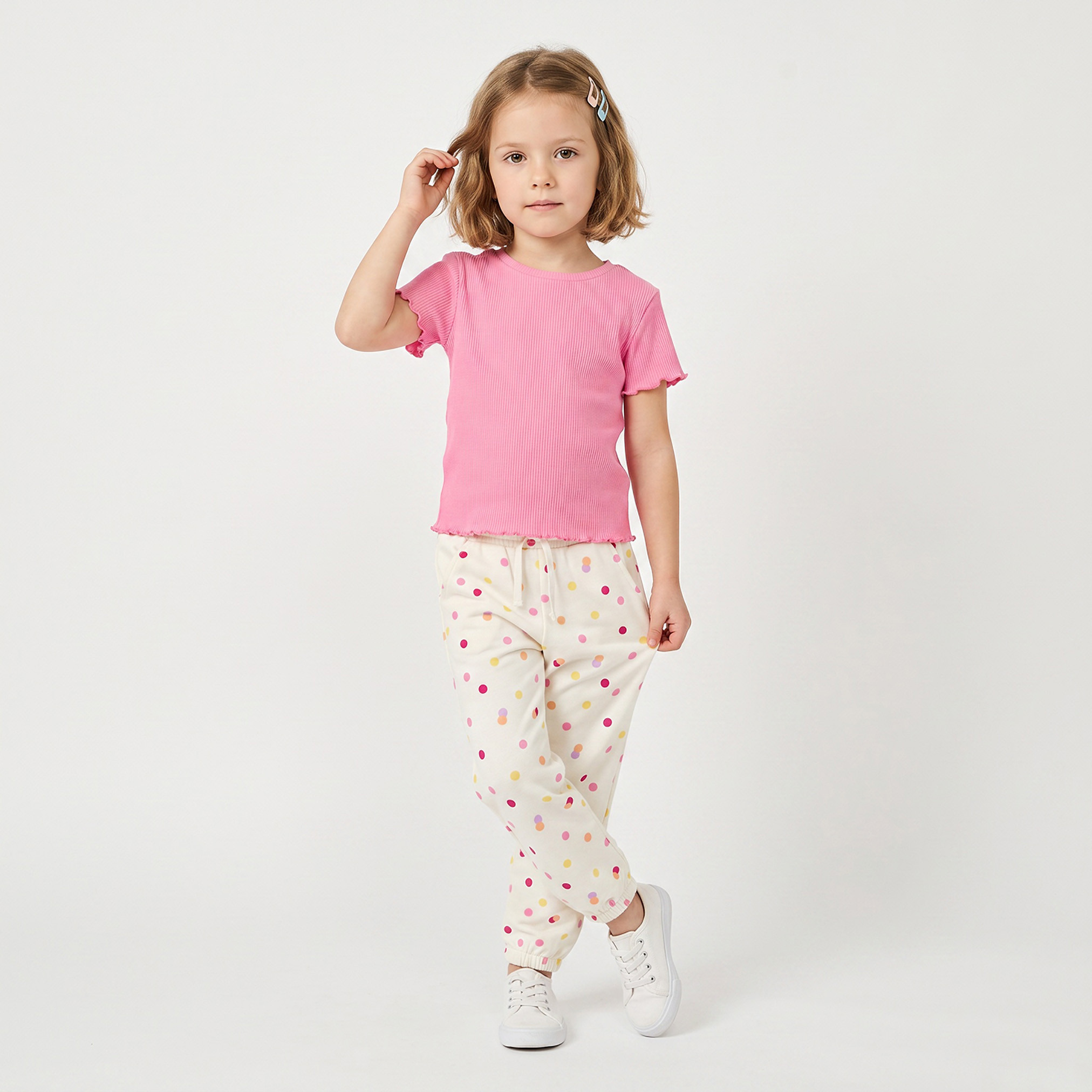 بنطلون رياضي بخصر مطاطي وطبعات منقطة من جونيورز-baby-girls-clothing-bottoms-joggersandtrackpants-image-5