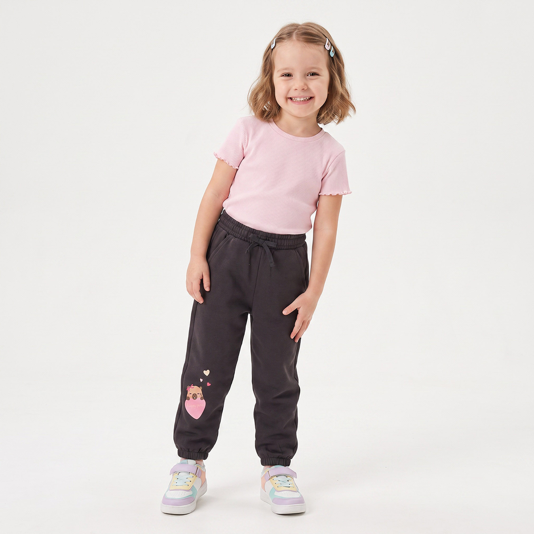 Juniors Elasticated Waist Joggers with Capybara Print-baby-girls-clothing-bottoms-joggersandtrackpants-image-4