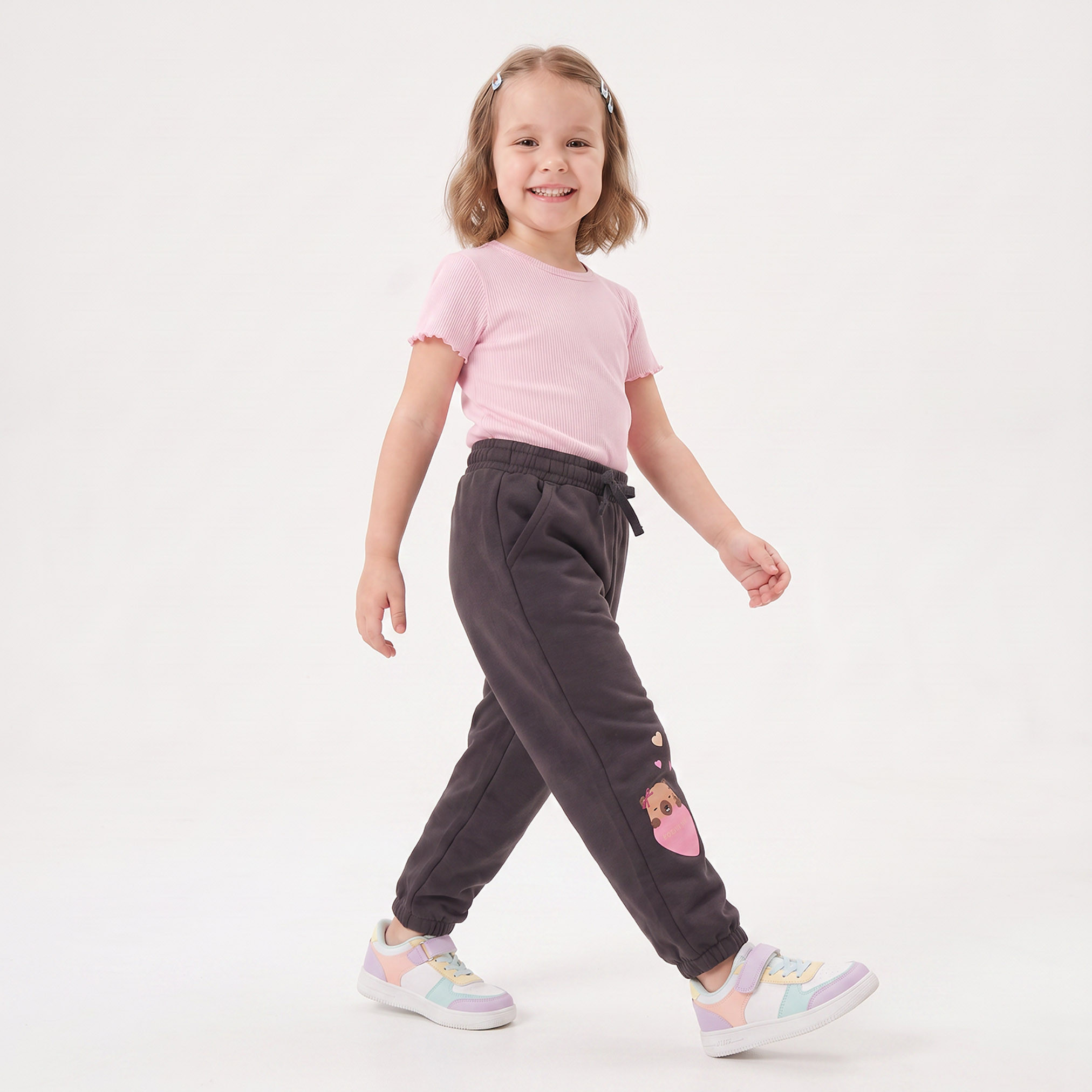 Juniors Elasticated Waist Joggers with Capybara Print-baby-girls-clothing-bottoms-joggersandtrackpants-image-5