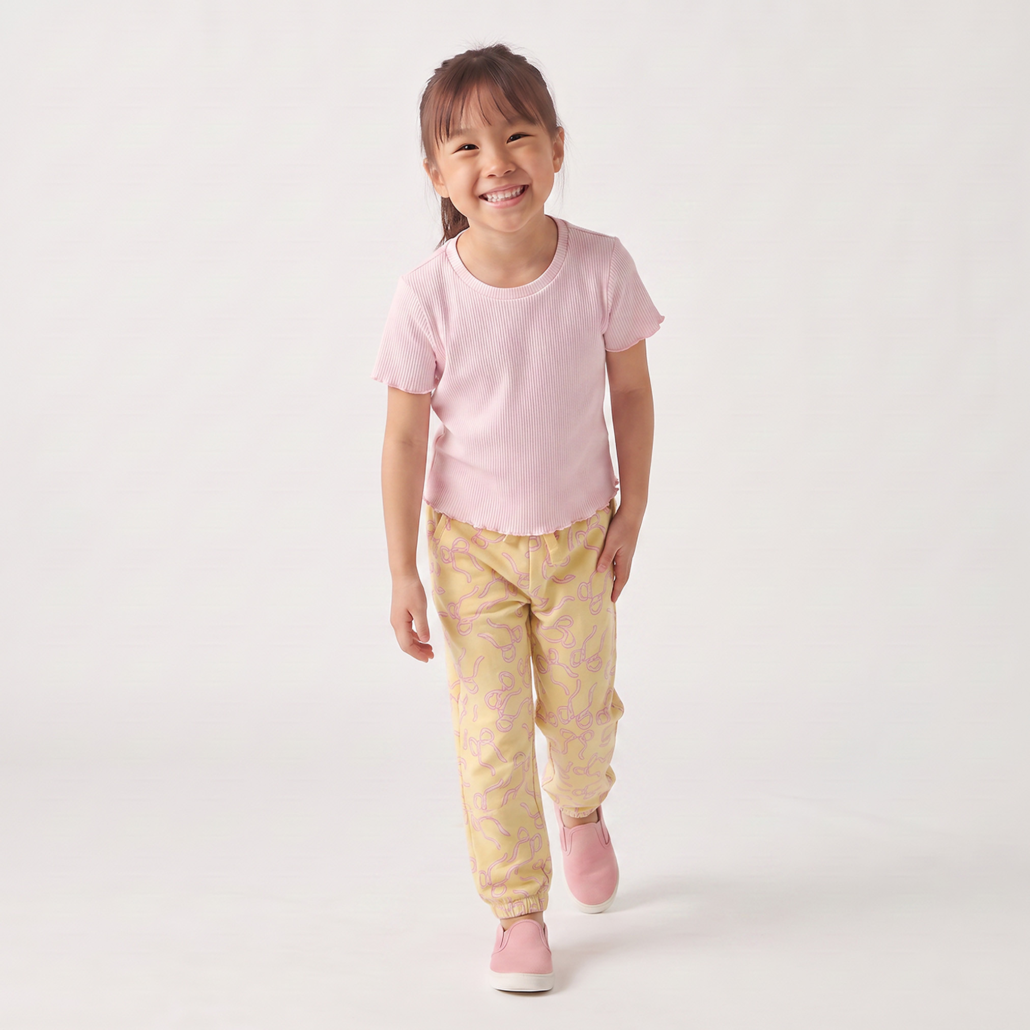 Juniors Elasticated Drawstring Waist Joggers with Bow Print-baby-girls-clothing-bottoms-joggersandtrackpants-image-5