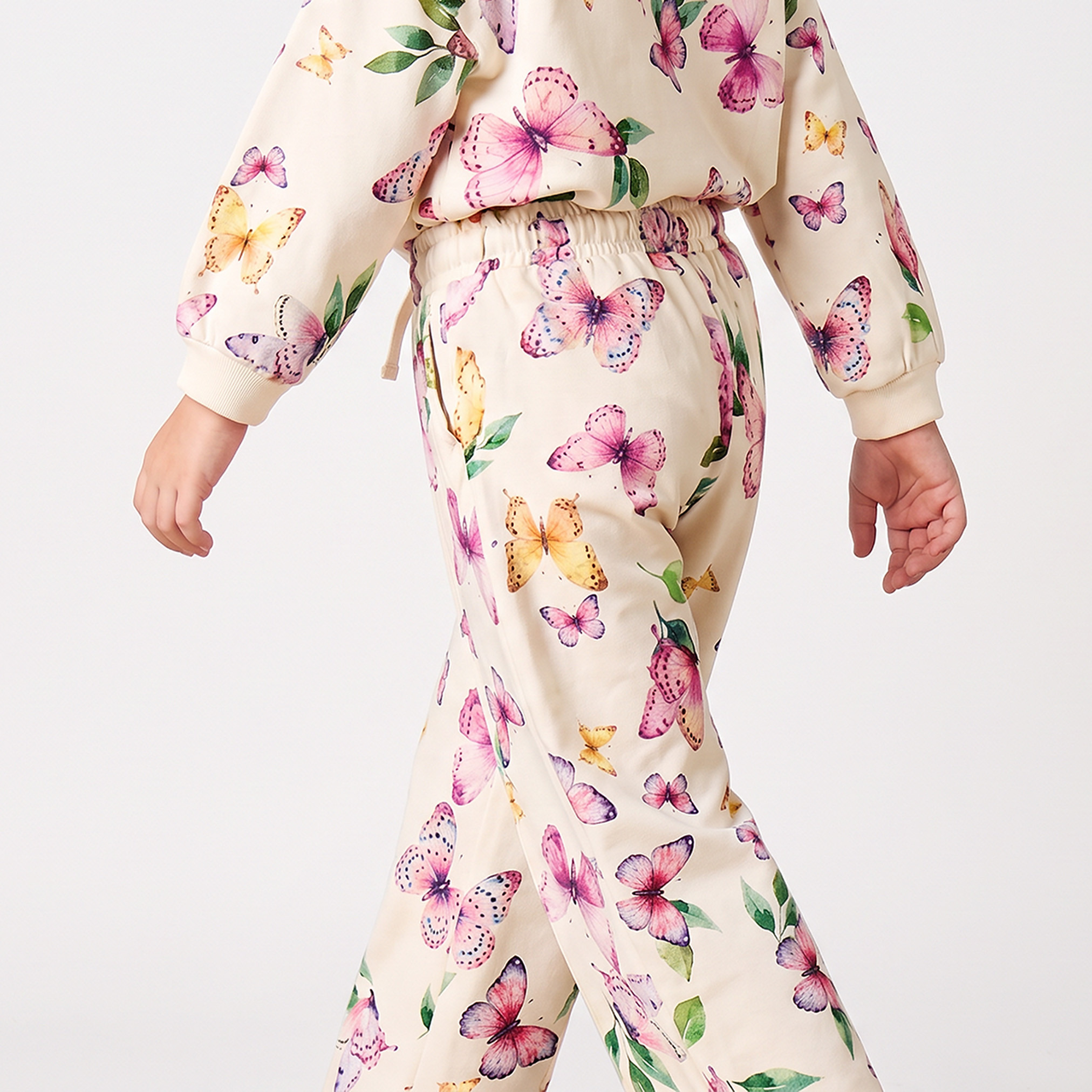 Juniors Elasticated Drawstring Waist Track Pants with Butterfly Print-baby-girls-clothing-bottoms-joggersandtrackpants-image-3