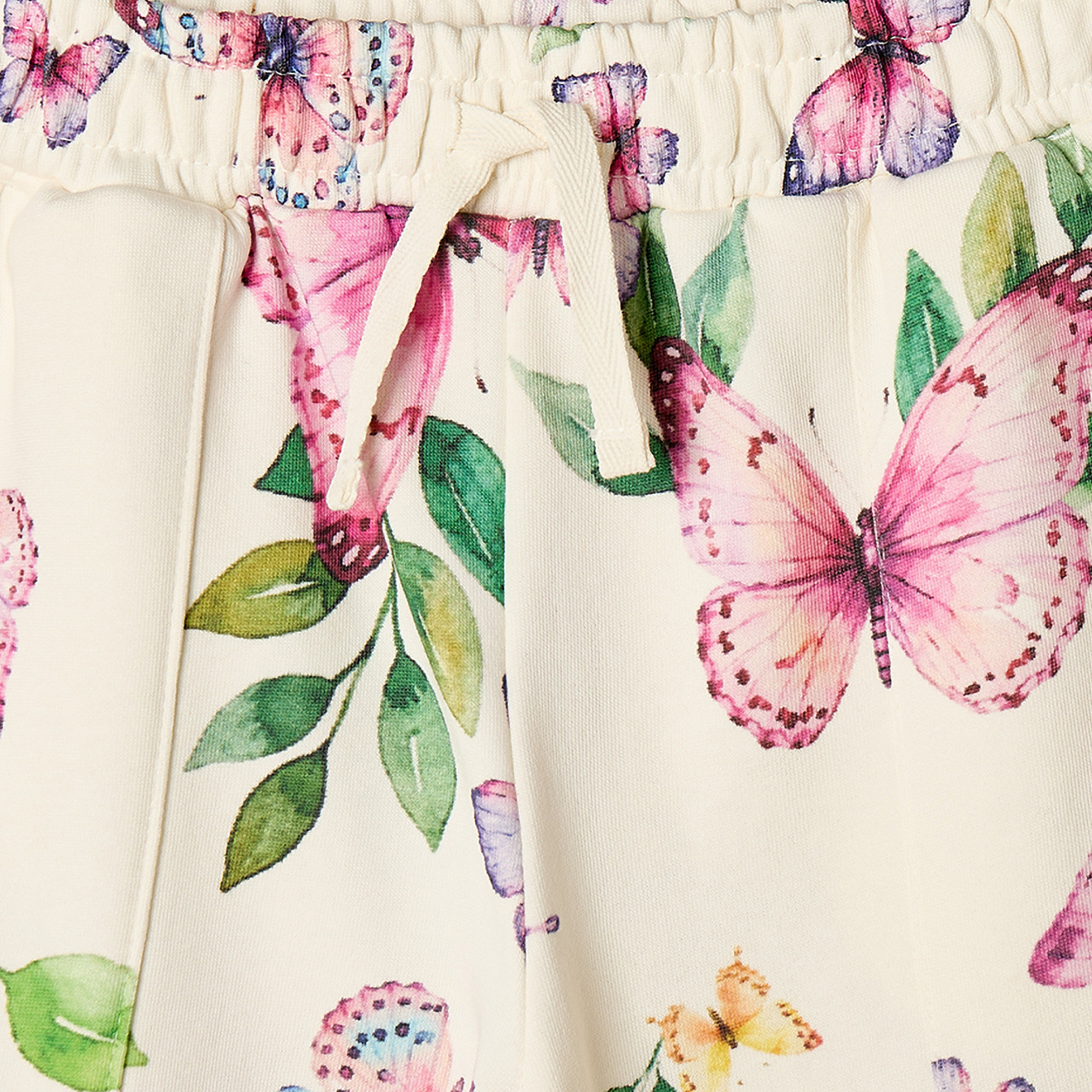 Juniors Elasticated Drawstring Waist Track Pants with Butterfly Print-baby-girls-clothing-bottoms-joggersandtrackpants-image-4